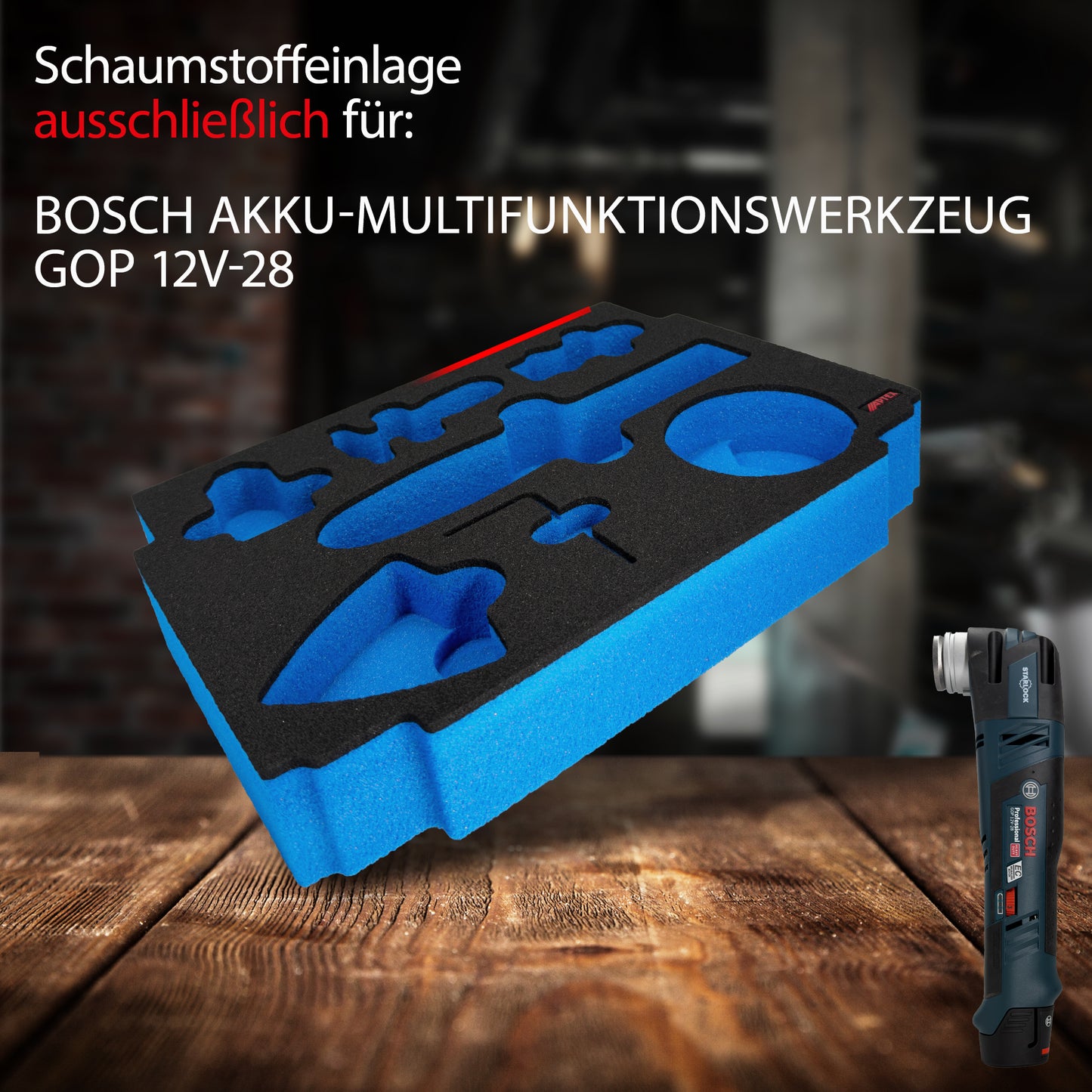 APTEX Bosch GOP 12V-28 Einlage für MakPac Gr. 2 – Multitool Schaumeinlage - Made in Germany