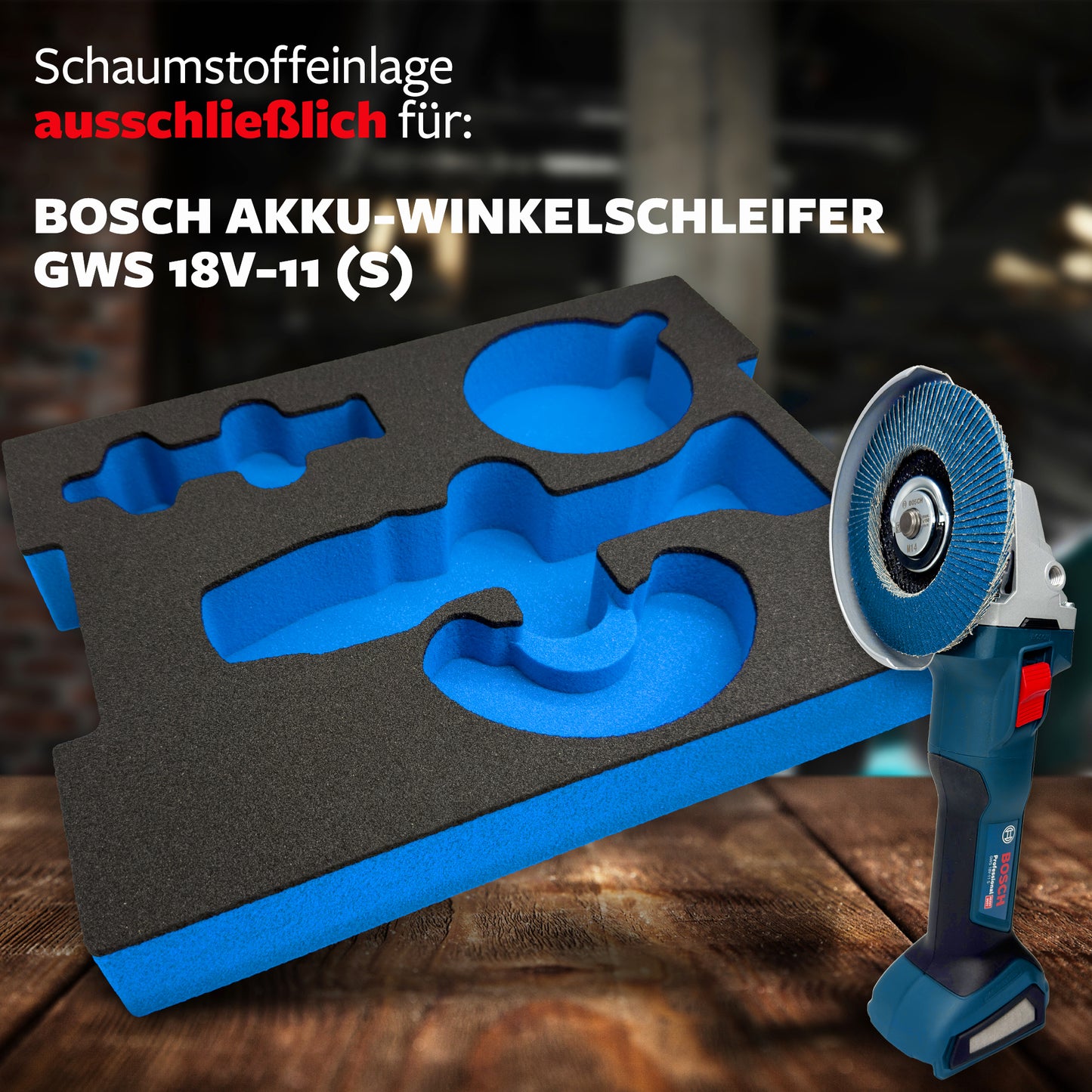 APTEX Bosch GWS 18V-11 (S) Einlage für L-Boxx 136 – Winkelschleifer Schaumeinlage – Made in Germany
