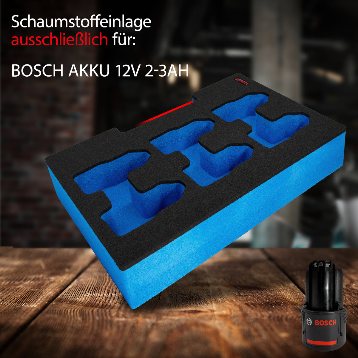 APTEX Bosch Akkus 12V 2Ah-3Ah Einlage für Bosch L-Boxx – Schaumeinlage – Made in Germany