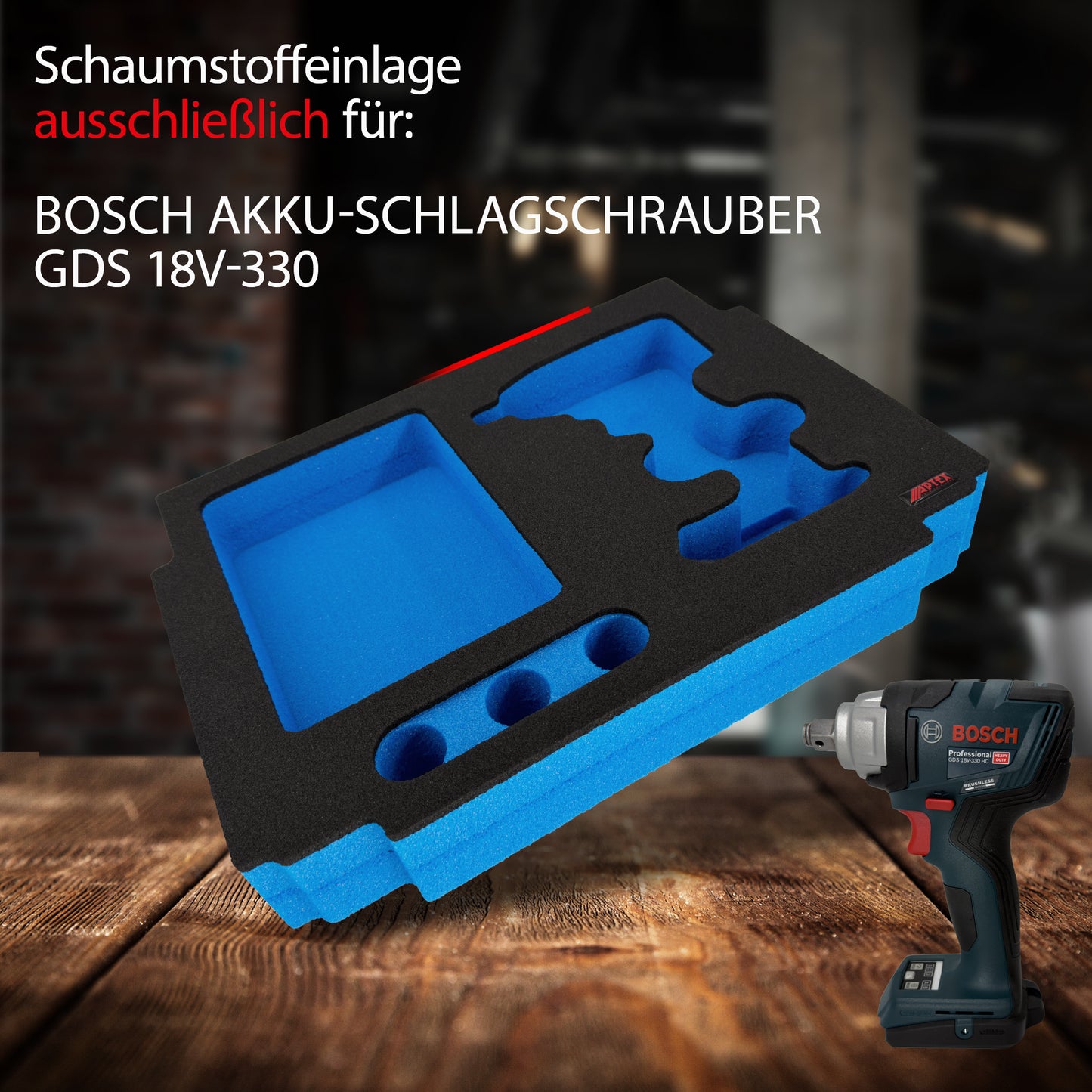 APTEX Bosch GDS 18V-330 HC Einlage für Makita MakPac Gr.2 – Schlagschrauber Schaumeinlage – Made in Germany