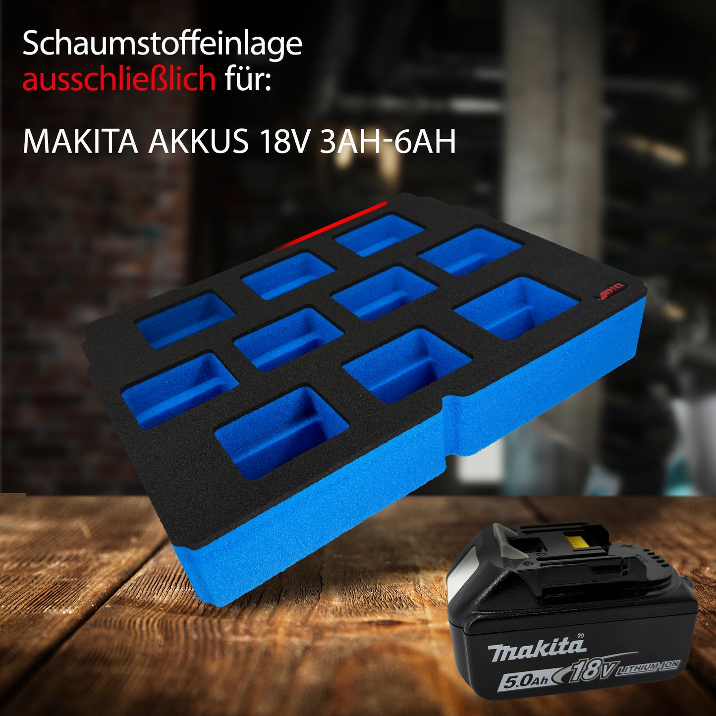 APTEX Makita Akku 18V Einlage für Systainer³ M – Akku-Schaumeinlage – Made in Germany