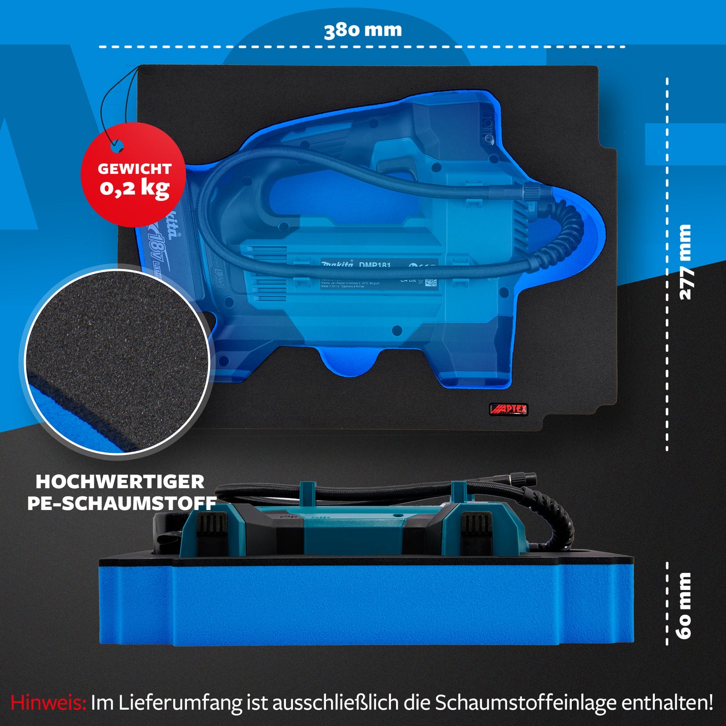 Schaumeinlage für Makita Akku-Kompressor DMP 181 für MakPac Gr. 2-3 - APTEX