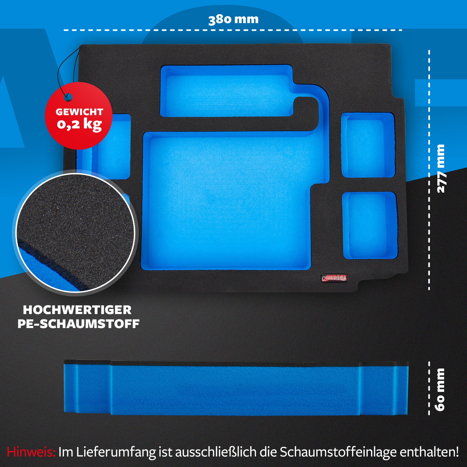 Schaumeinlage für Makita Akku-Ladegerät DC18RC + 4 Akkus für MakPac Gr. 2-3 - APTEX