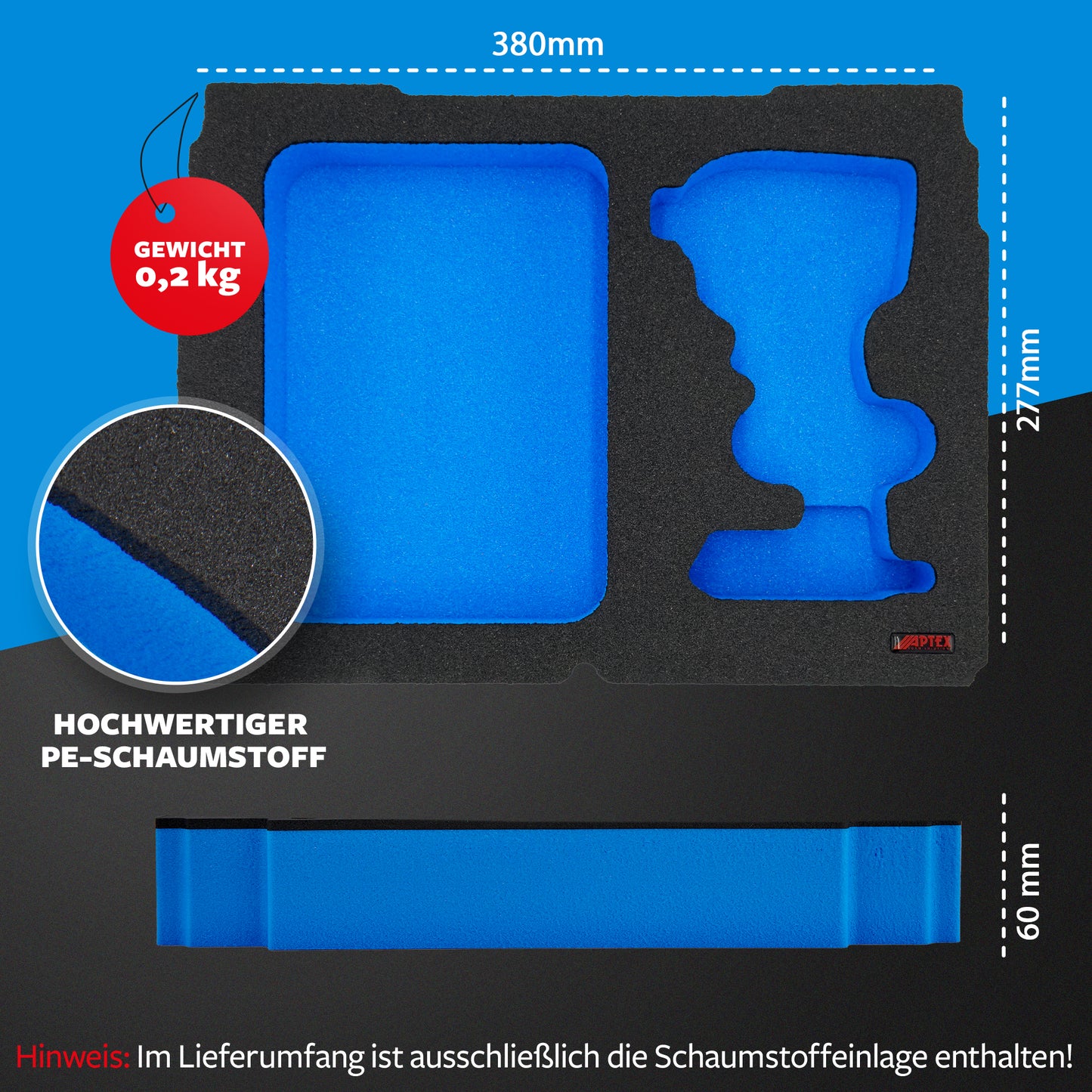 APTEX Bosch GDR 18V-215 Einlage für Makita MakPac Gr.2 – Schlagschrauber Schaumeinlage – Made in Germany