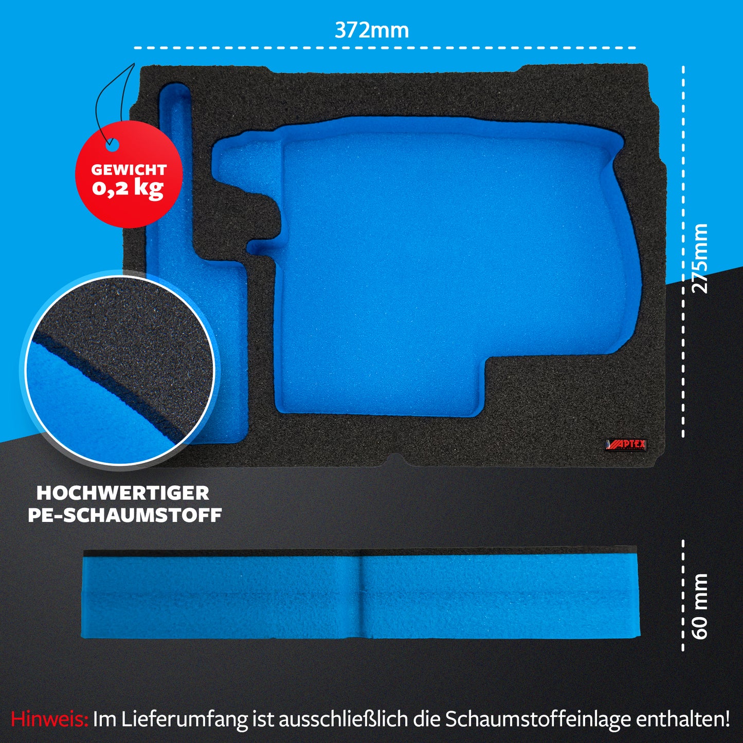 APTEX Bosch GBH 18V-22 Einlage für Tanos Systainer³ M – Akku-Bohrhammer Schaumeinlage – Made in Germany