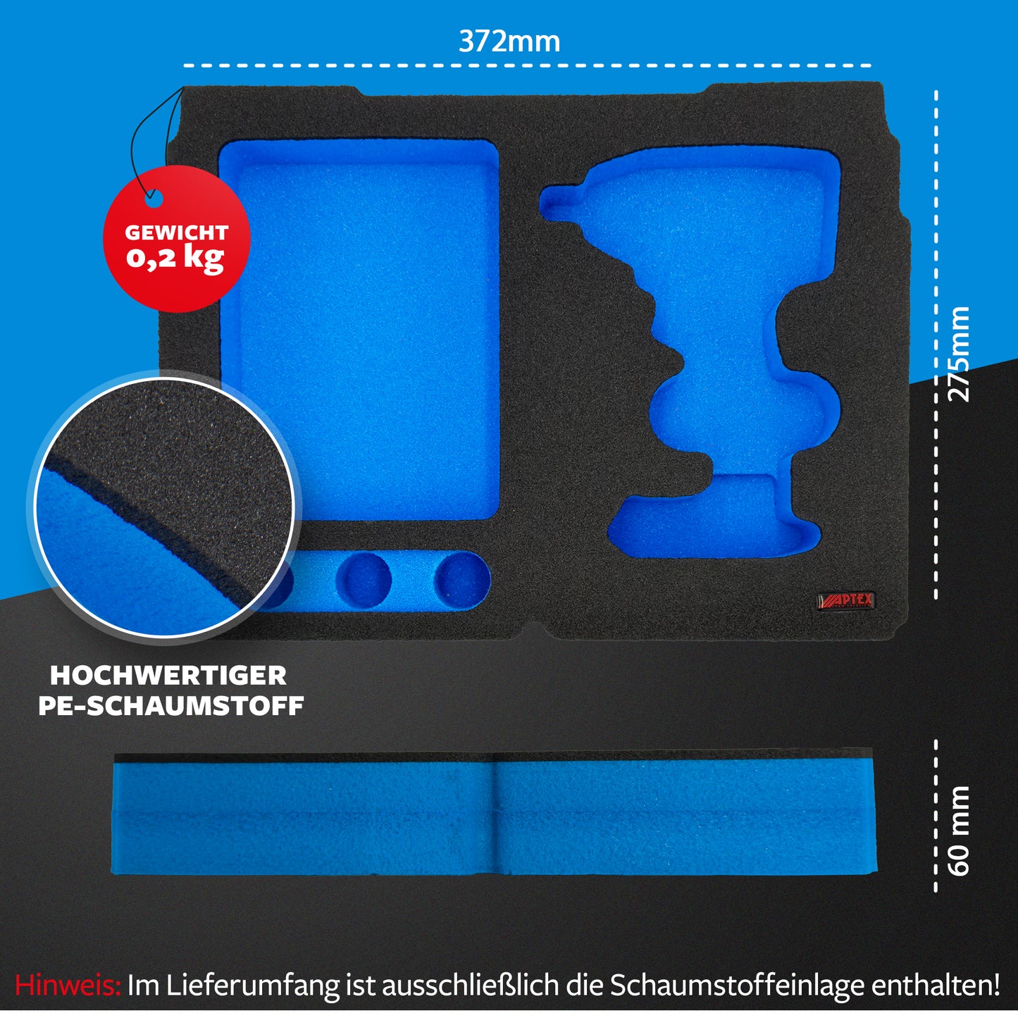 APTEX Bosch GDS 18V-330 HC Einlage für Tanos Systainer³ M – Schlagschrauber Schaumeinlage – Made in Germany