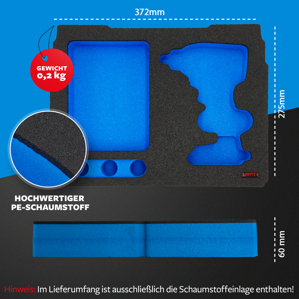 APTEX Bosch GDX 18V-285 Einlage für Systainer³ M – Schlagschrauber Schaumeinlage – Made in Germany