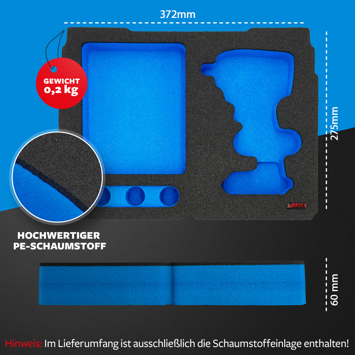 APTEX Bosch GDS 18V-350 Einlage für Systainer³ M – Schlagschrauber Schaumeinlage – Made in Germany