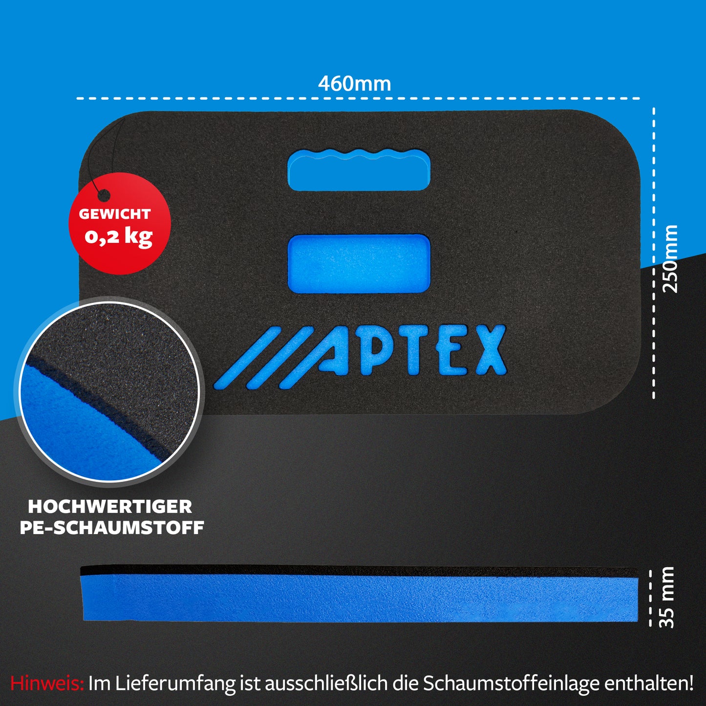 APTEX Kniebrett aus PE-Schaum - Kniekissen für Werkstatt, Garten & Handwerk - Made in Germany