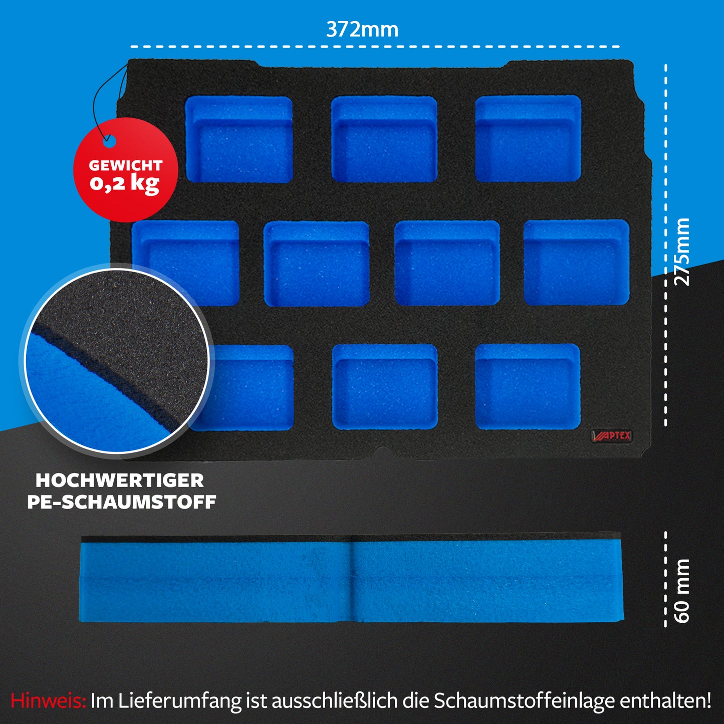 APTEX Makita Akku 18V Einlage für Systainer³ M – Akku-Schaumeinlage – Made in Germany