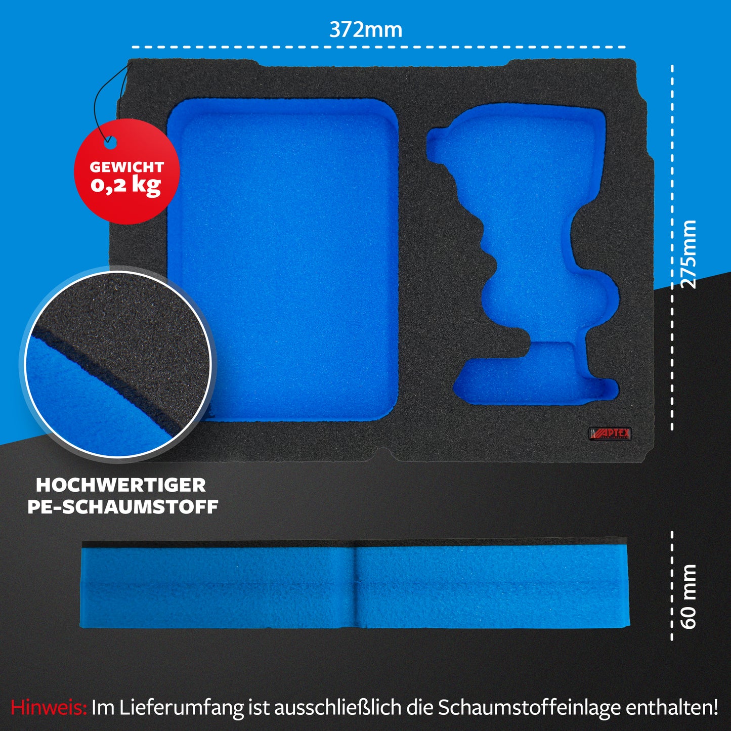 APTEX Bosch GDR 18V-215 Einlage für Tanos Systainer³ M – Schlagschrauber Schaumeinlage – Made in Germany
