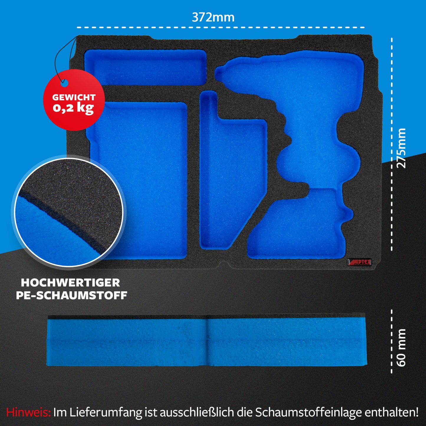 APTEX Bosch GSR 18V-90 C + Ladegerät GAL 18V-40 Einlage für Systainer³ M – Bohrschrauber Schaumeinlage - Made in Germany