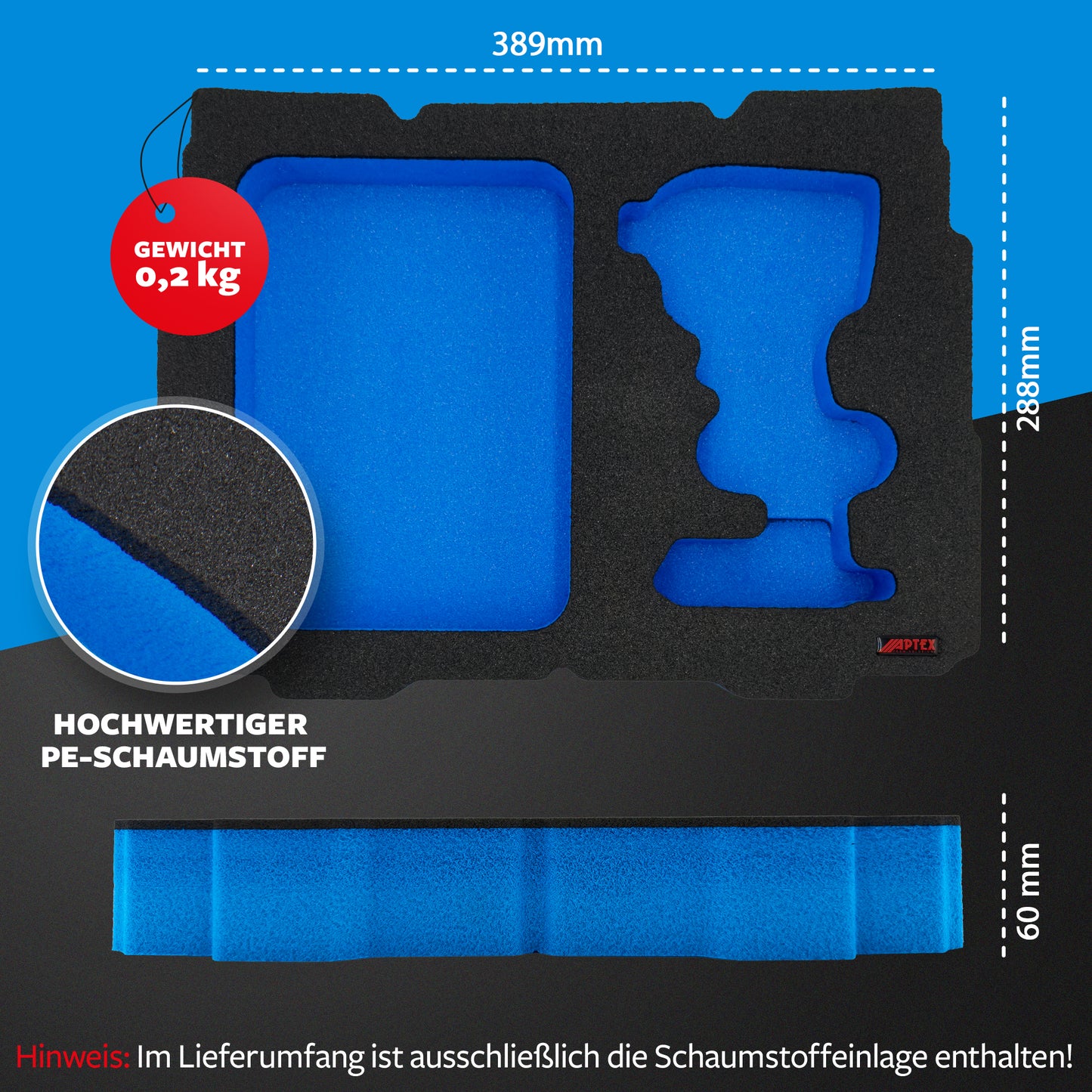 APTEX Bosch GDR 18V-215 Einlage für Tanos Systainer T-Loc – Schlagschrauber Schaumeinlage – Made in Germany