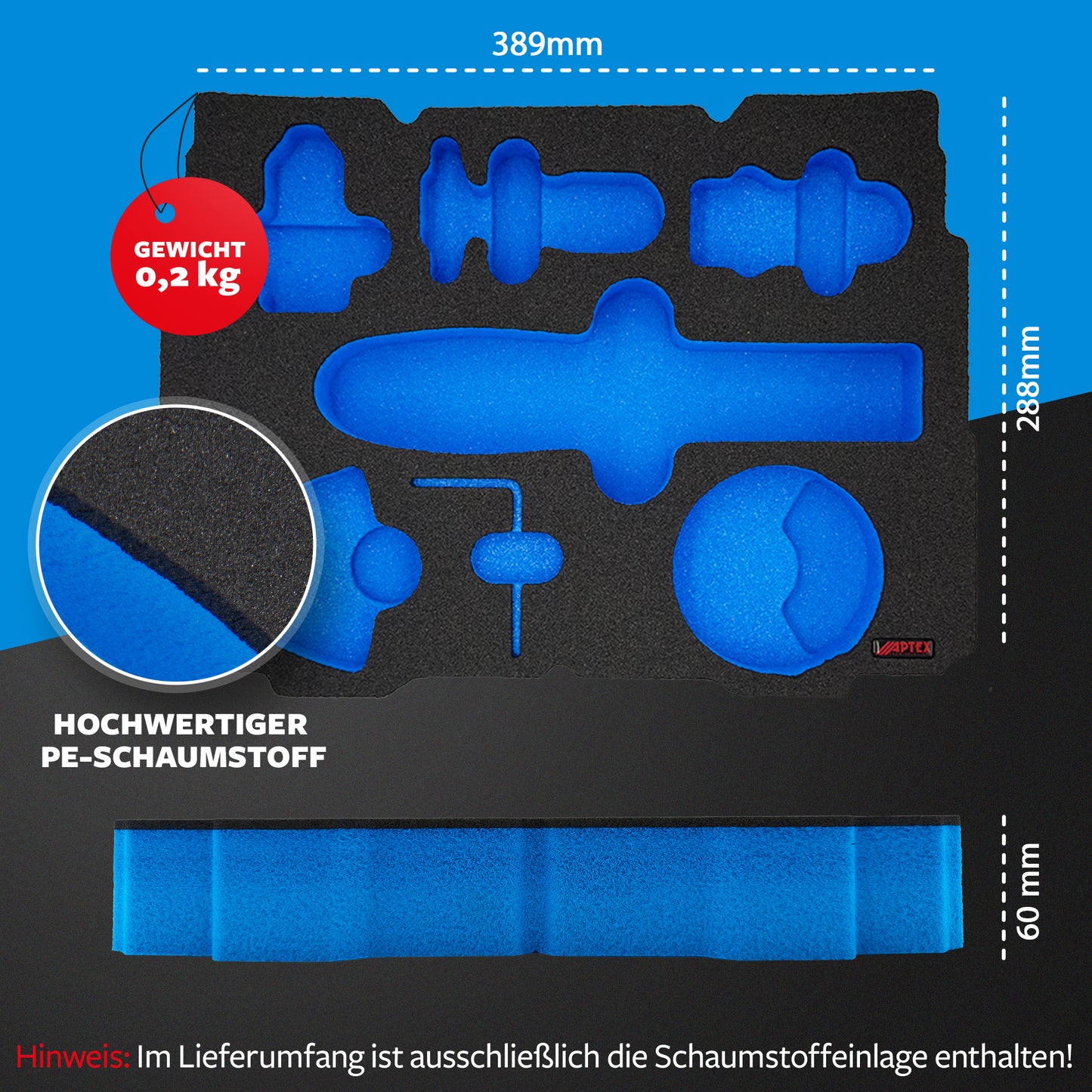 APTEX Bosch GOP 12V-28 Einlage für Systainer T-Loc 2 – Multitool Schaumeinlage - Made in Germany