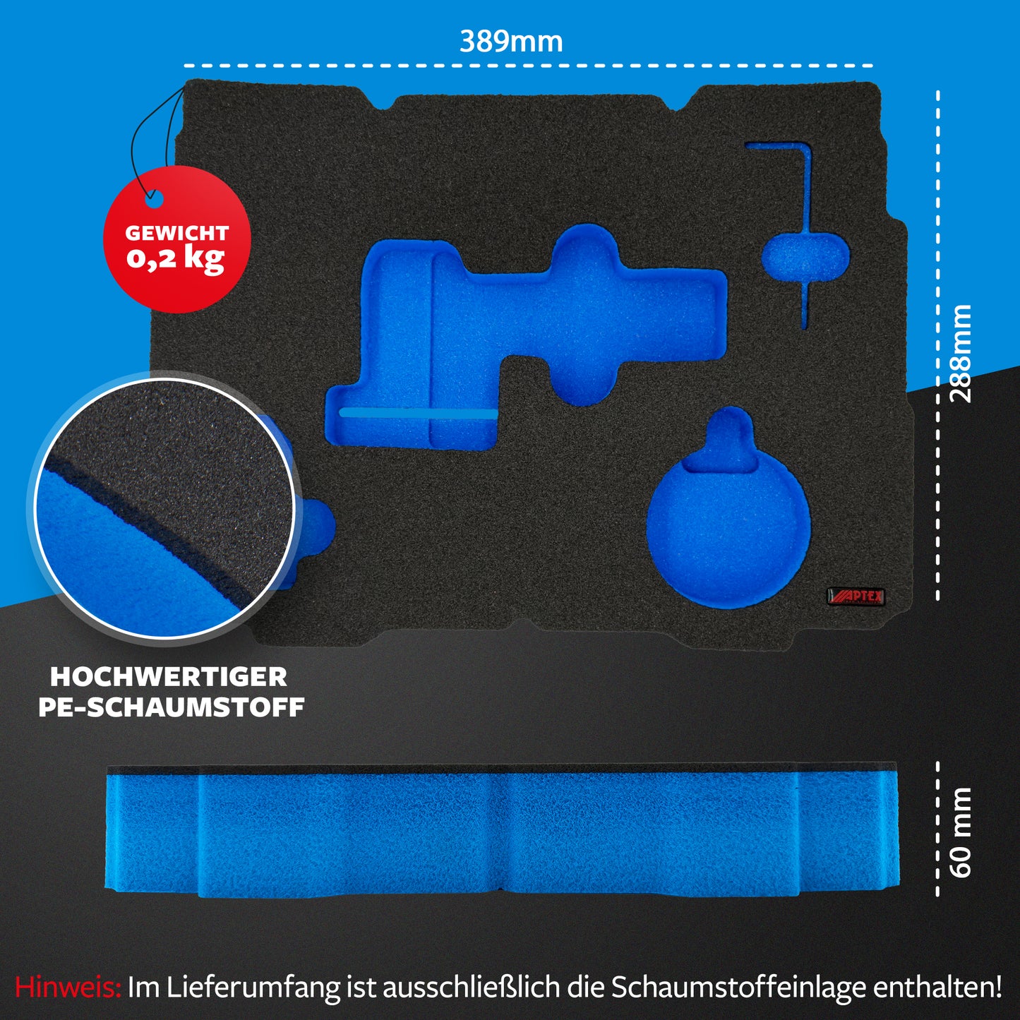 APTEX Bosch GWS 12V-76 Einlage für Systainer T-Loc 2 – Winkelschleifer Schaumeinlage - Made in Germany