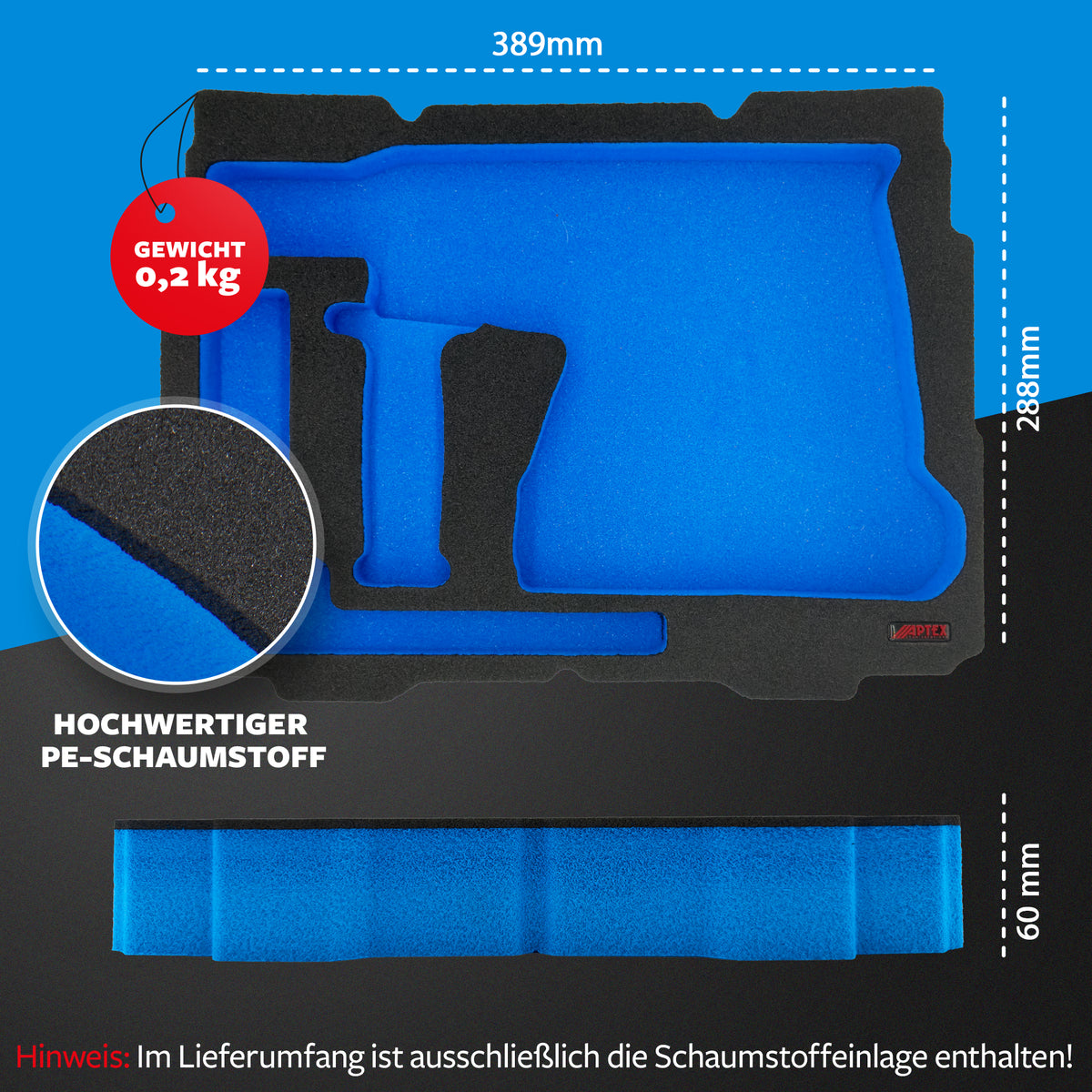 APTEX Makita DHR 243 Einlage für Systainer T-Loc 2 – Akku-Bohrhammer Schaumeinlage – Made in Germany