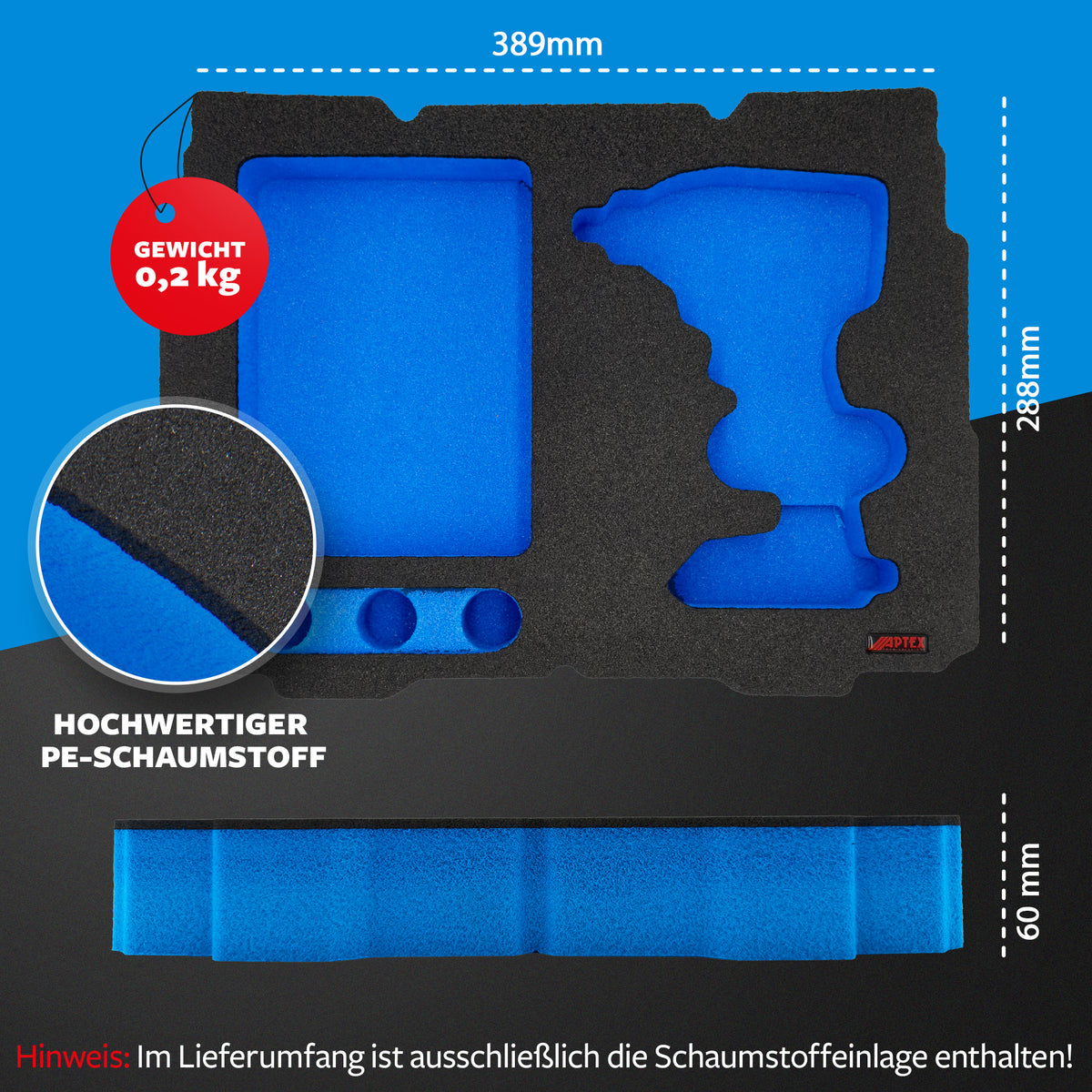 APTEX Bosch GDX 18V-285 Einlage für Systainer T-Loc 2 – Schlagschrauber Schaumeinlage – Made in Germany