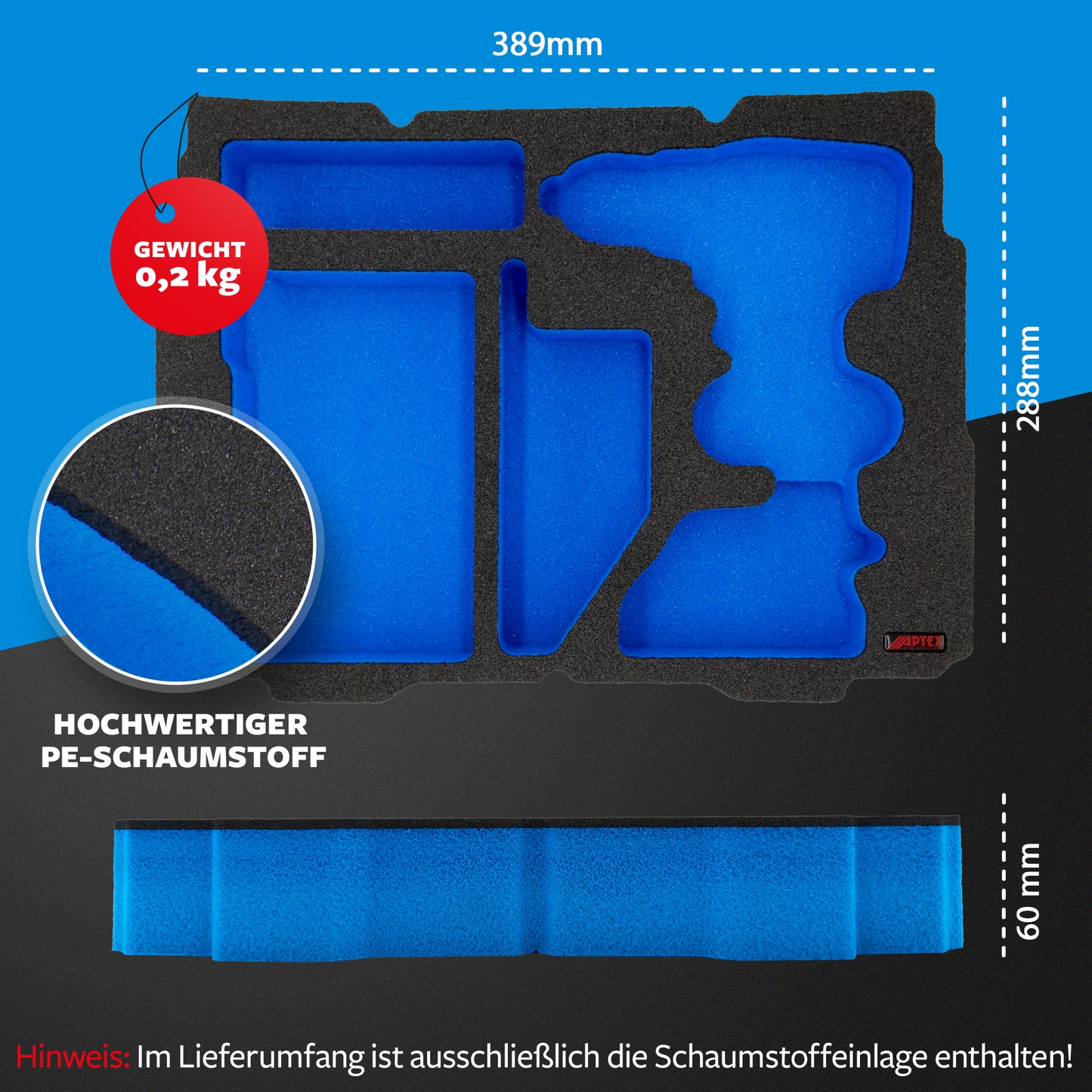 APTEX Bosch GSR 18V-90 C + Ladegerät GAL 18V-40 Einlage für Systainer T-Loc 2 – Bohrschrauber Schaumeinlage - Made in Germany