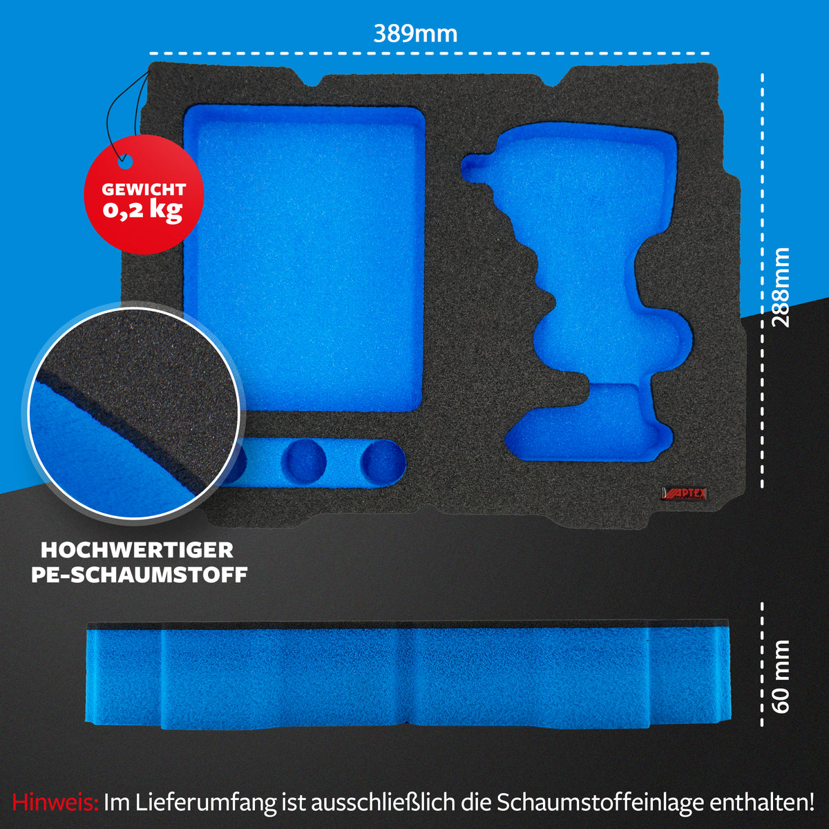APTEX Bosch GDS 18V-350 Einlage für Systainer T-Loc 2 – Schlagschrauber Schaumeinlage – Made in Germany