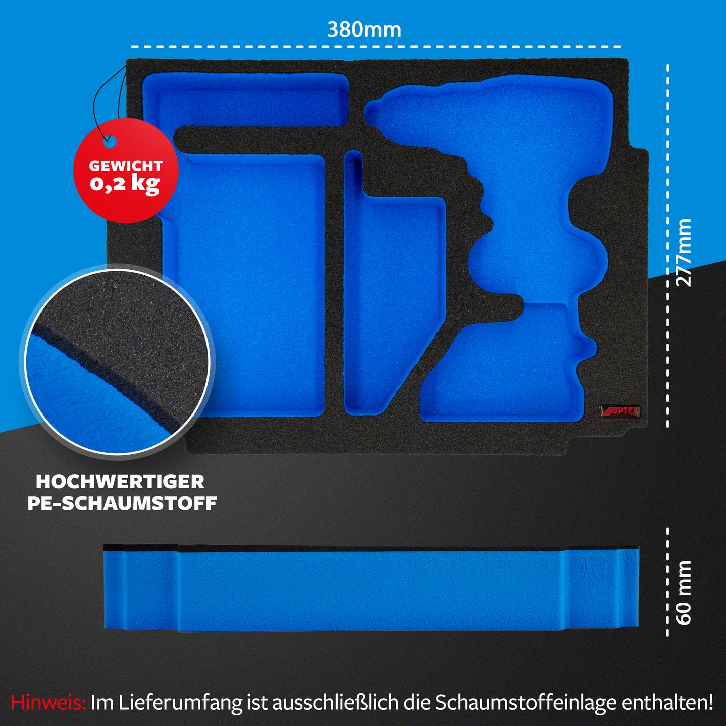 APTEX Bosch GSR 18V-90 C + Ladegerät GAL 18V-40 Einlage für MakPac – Bohrschrauber Schaumeinlage - Made in Germany