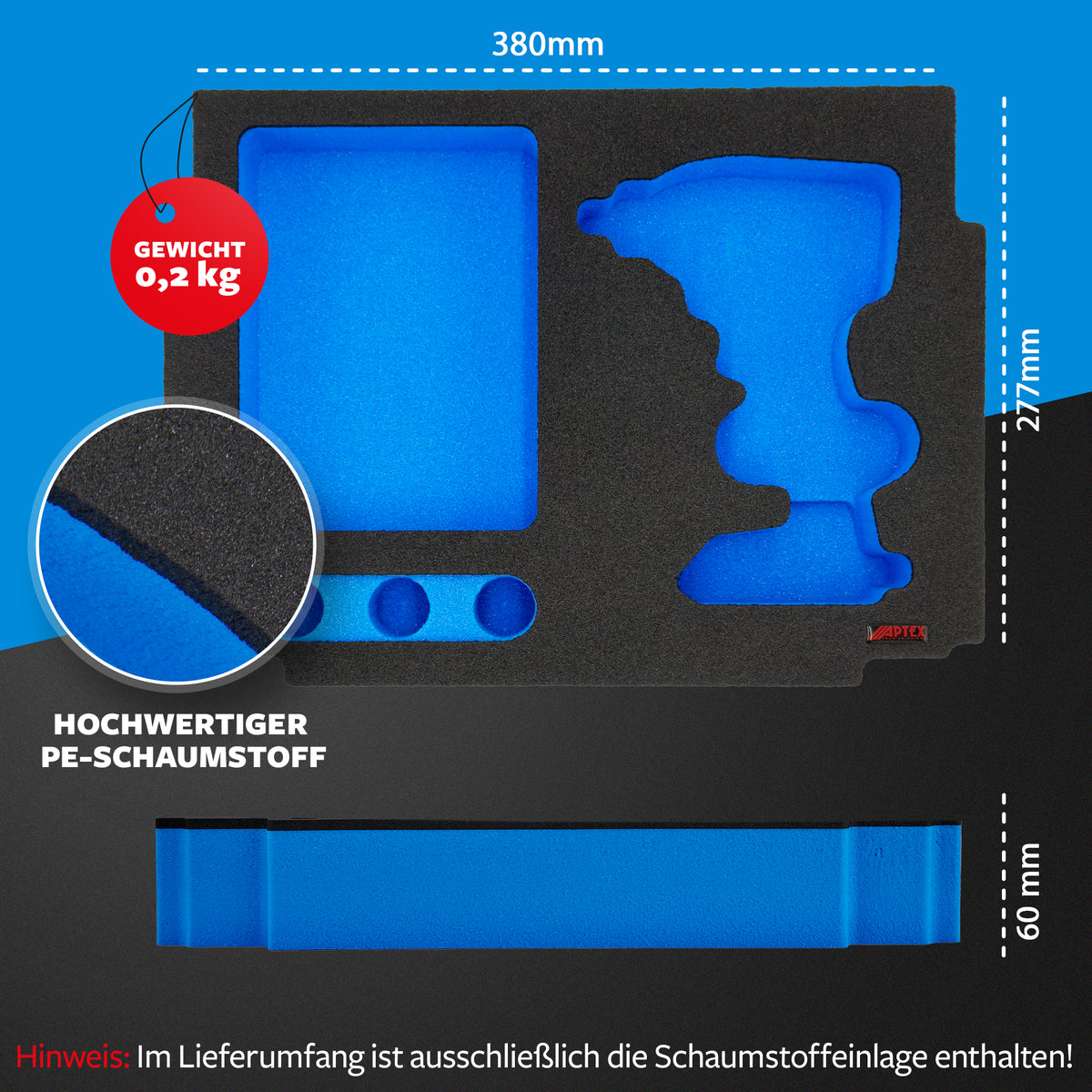 APTEX Bosch GDX 18V-285 Einlage für MakPac Gr.2 – Schlagschrauber Schaumeinlage – Made in Germany
