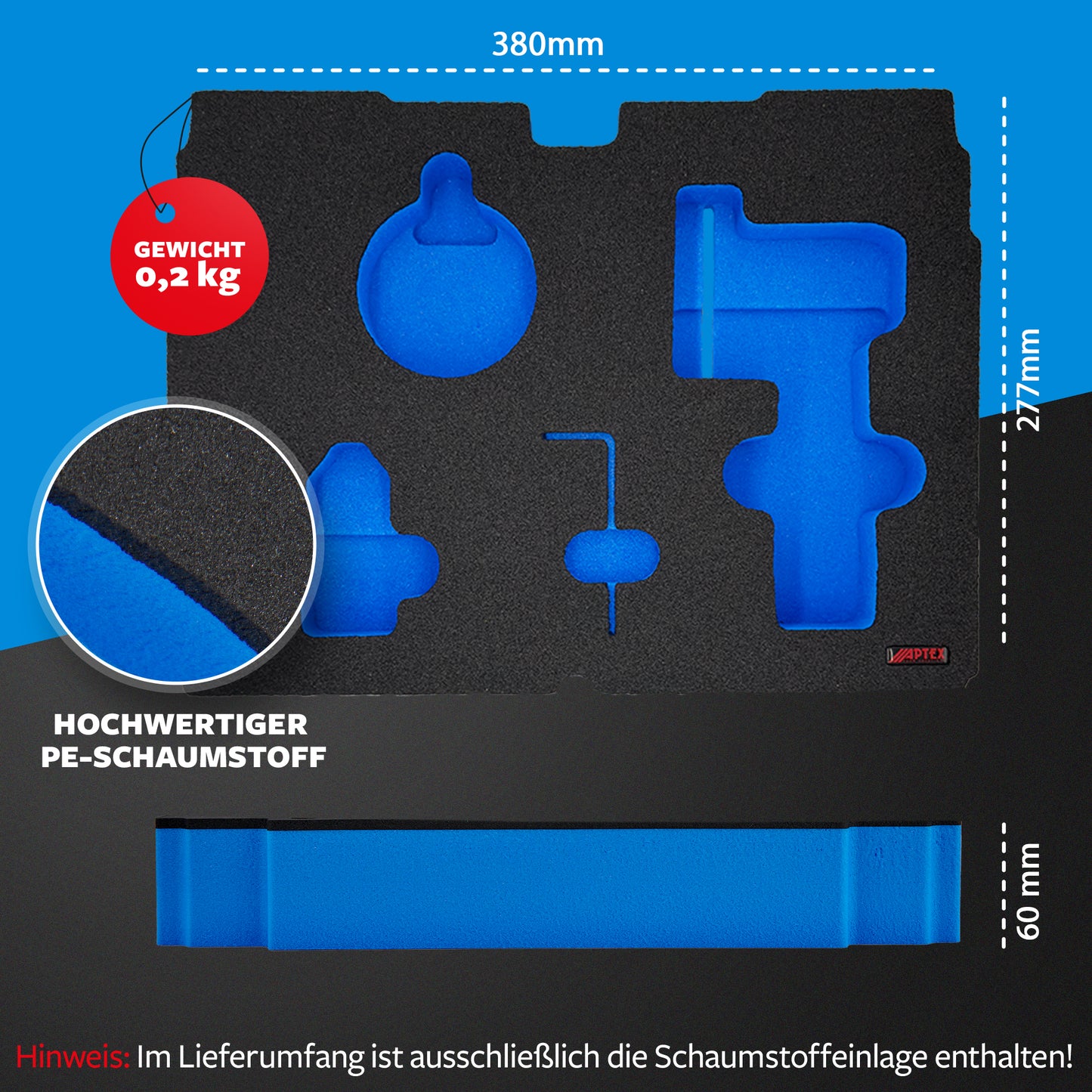 APTEX Bosch GWS 12V-76 Einlage für Systainer³ M – Winkelschleifer Schaumeinlage - Made in Germany