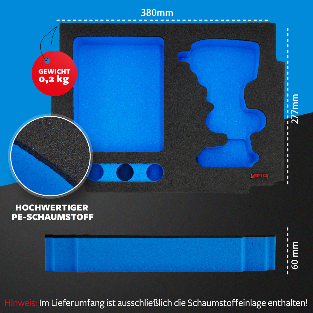APTEX Bosch GDS 18V-350 Einlage für MakPac Gr.2 – Schlagschrauber Schaumeinlage – Made in Germany