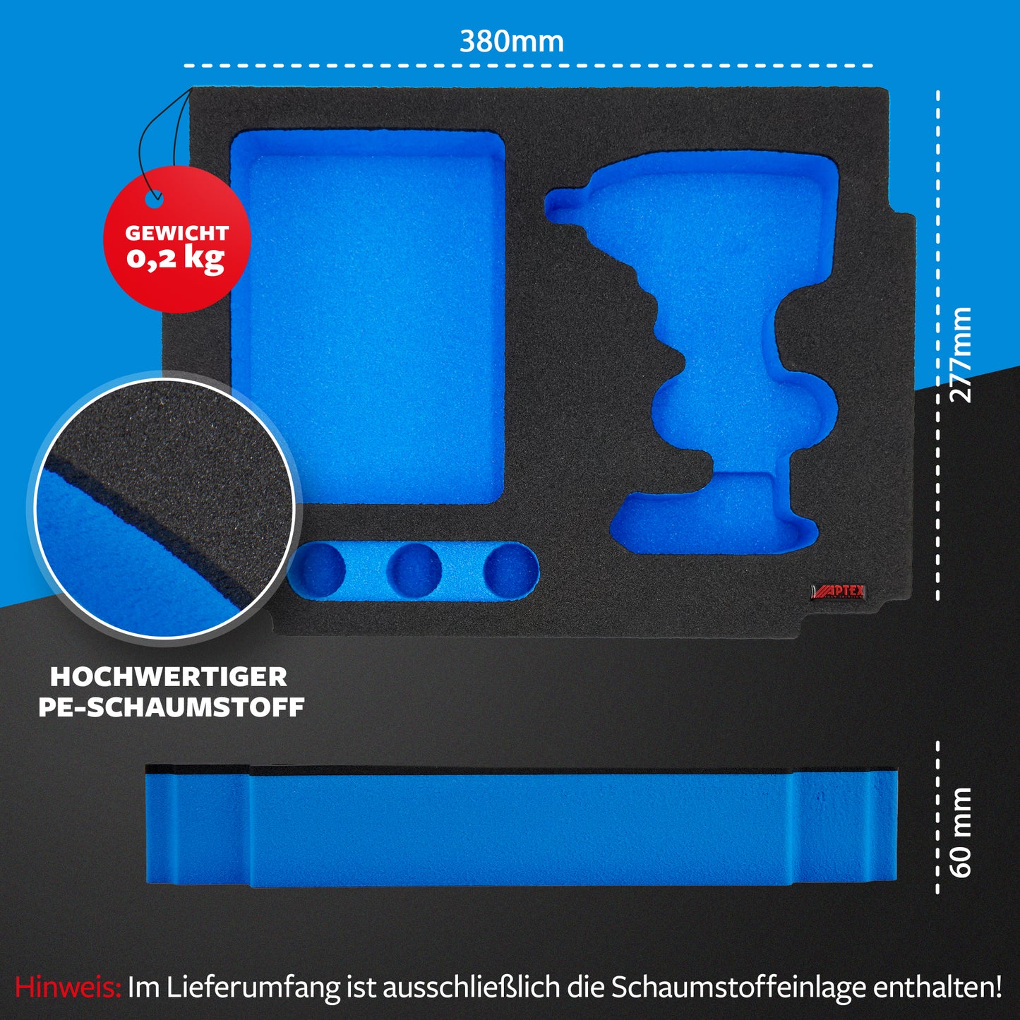 APTEX Bosch GDS 18V-330 HC Einlage für Makita MakPac Gr.2 – Schlagschrauber Schaumeinlage – Made in Germany