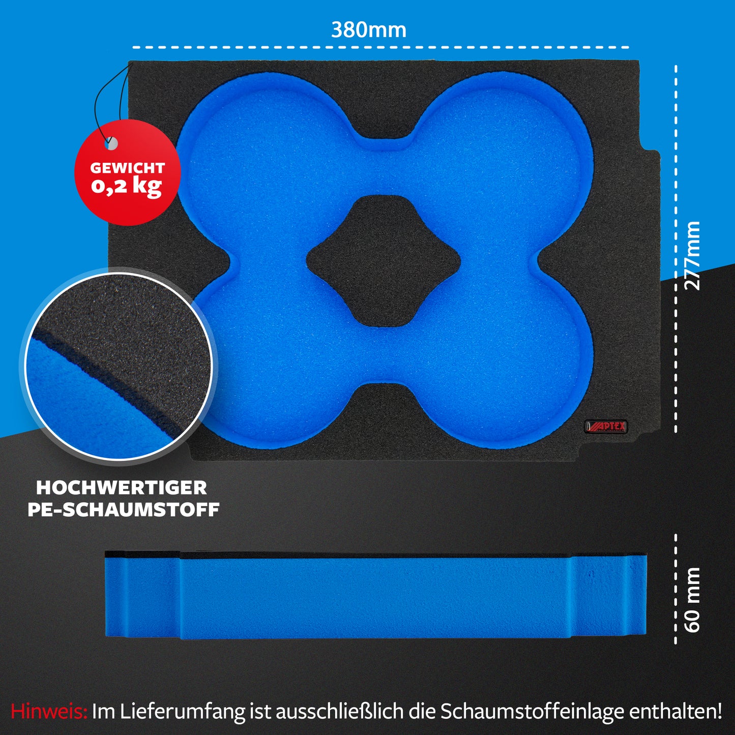 APTEX Einlage Trennscheiben für MakPac – Schleifscheiben Schaumeinlage – Made in Germany
