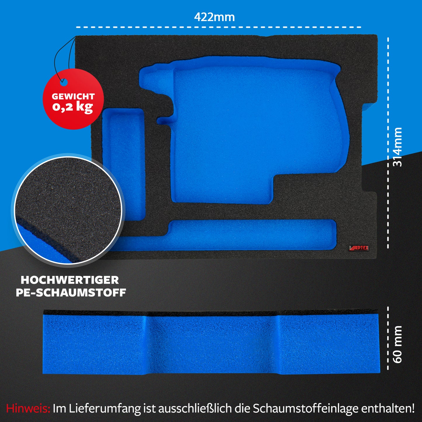APTEX Bosch GBH 18V-22 Einlage für L-Boxx 136 – Akku-Bohrhammer Schaumeinlage – Made in Germany