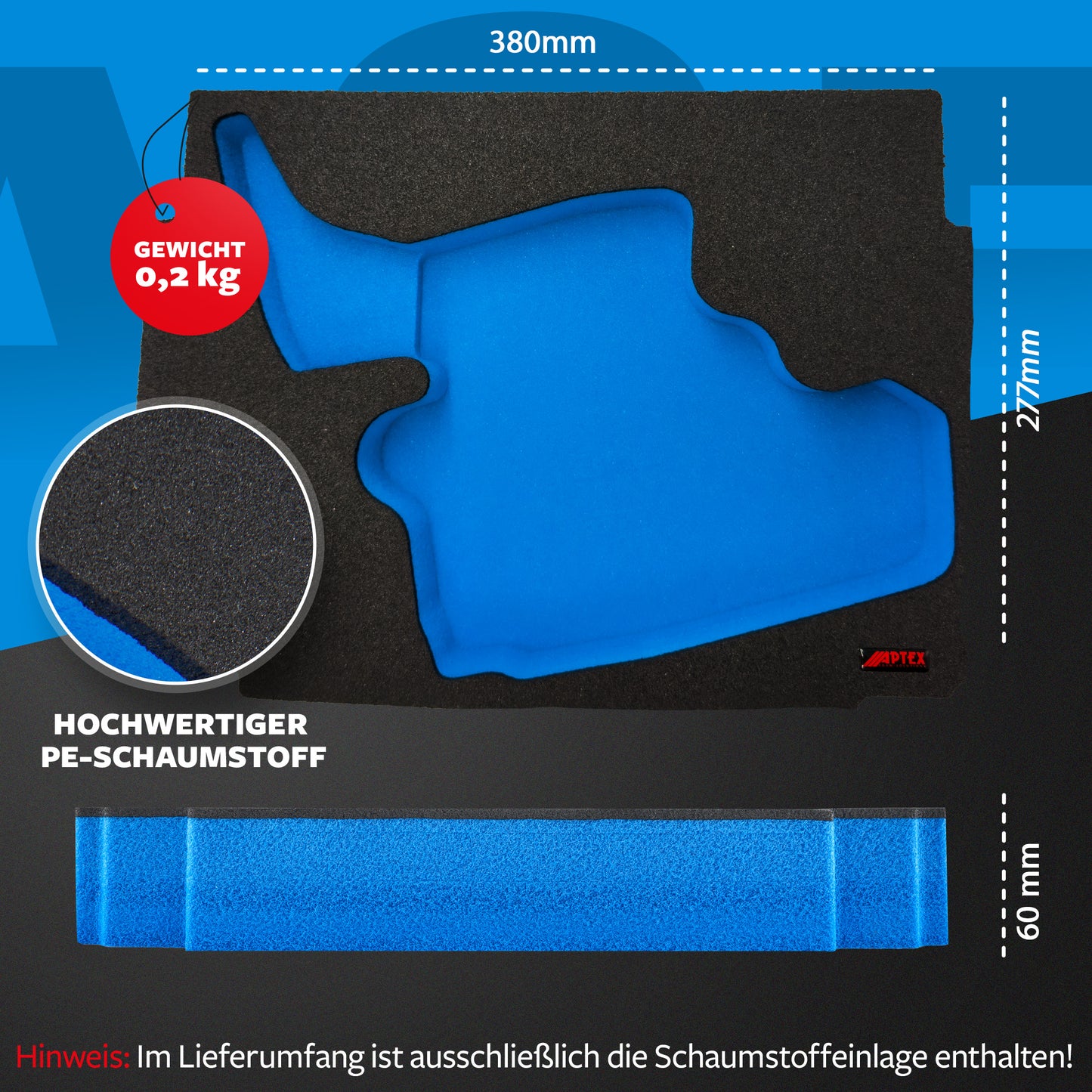 APTEX Makita DX 07 Einlage für MakPac Gr. 2 – Staubabsaugung Schaumeinlage – Made in Germany