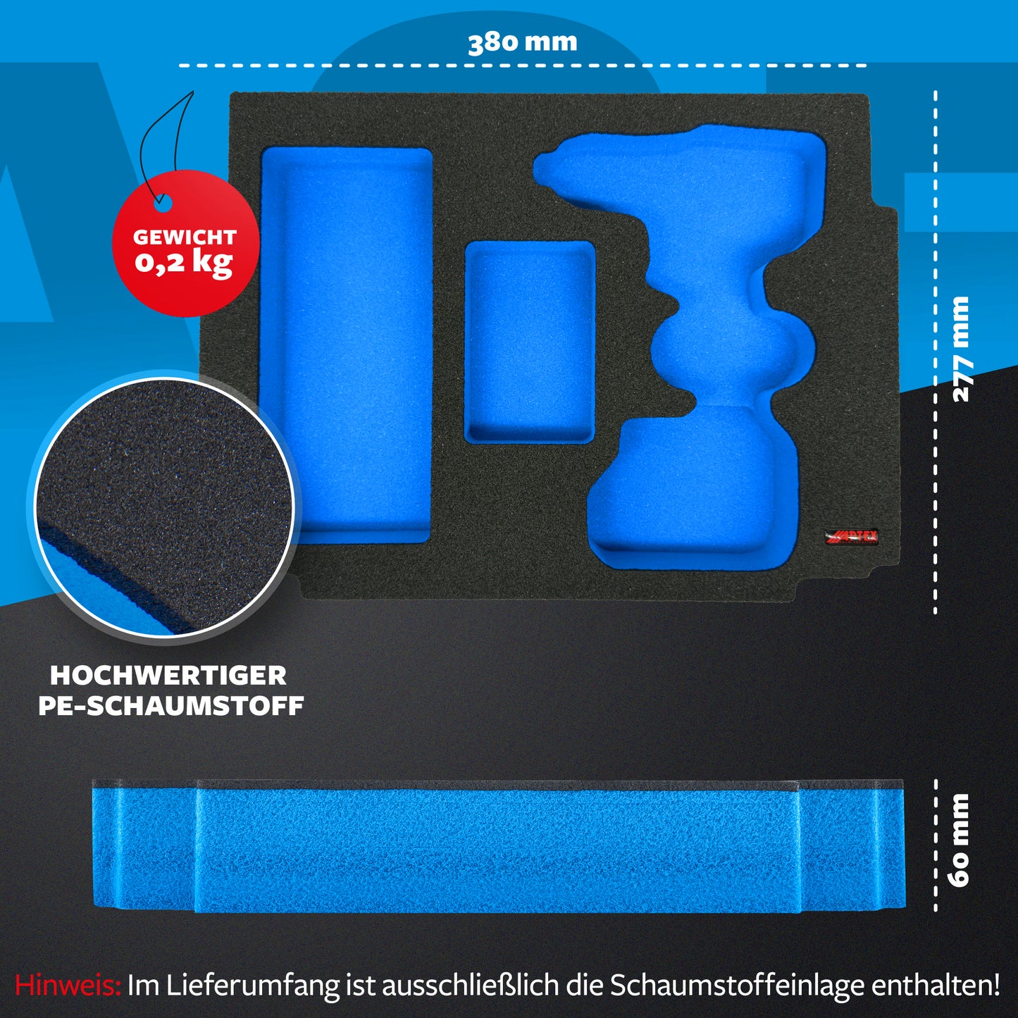 Schaumeinlage für den Makita Akku-Bohrschrauber DDF 487 für MakPac Gr. 1-2