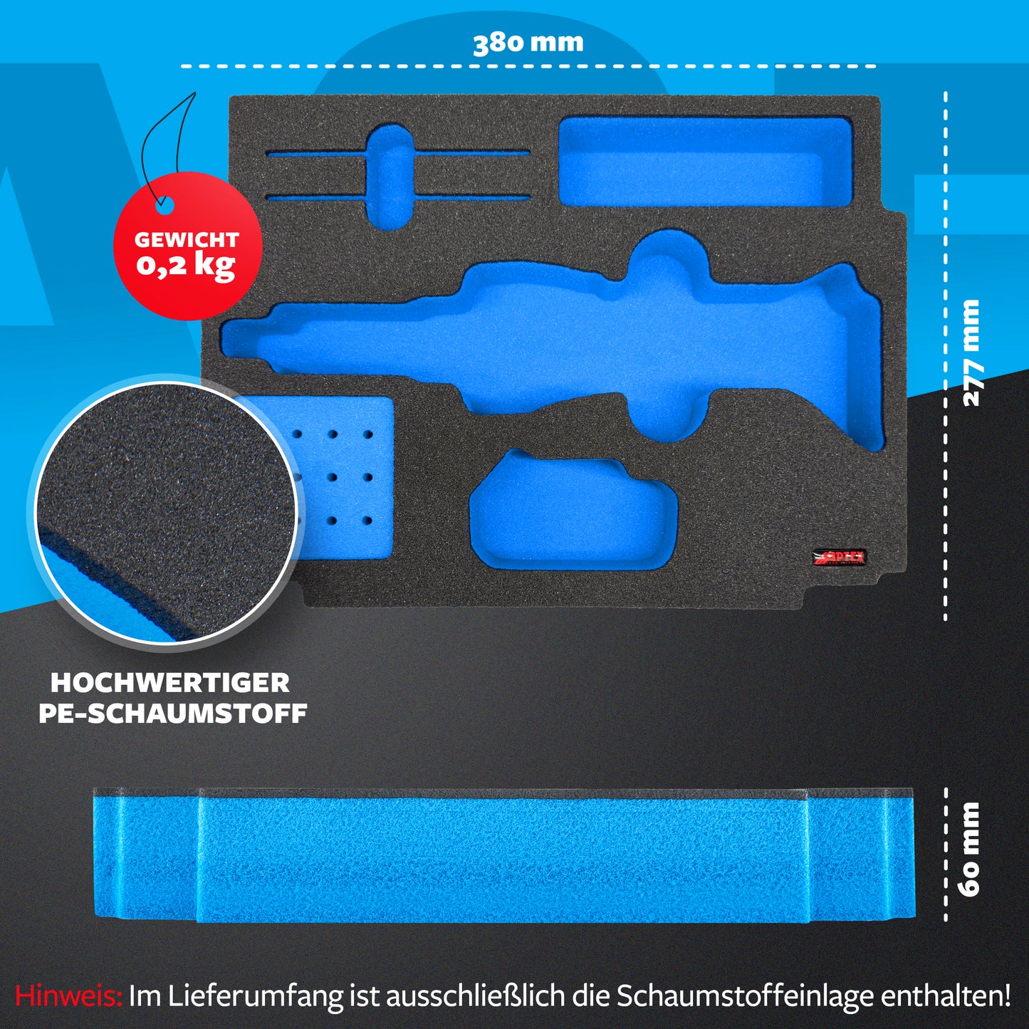 Schaumeinlage für den Makita Akku-Geradschleifer DGD800 für MakPac Gr. 2-3