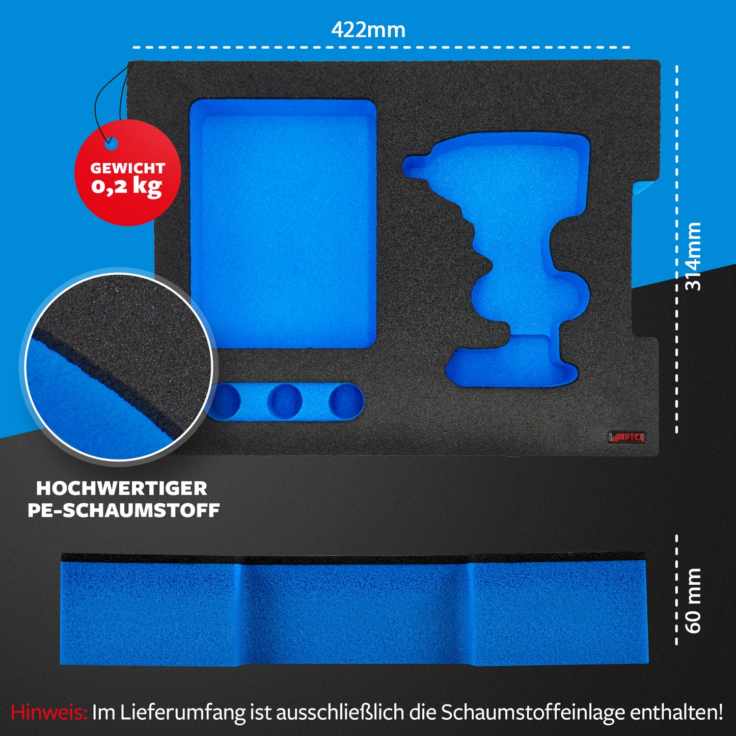 APTEX Bosch GDS 18V-330 HC Einlage für L-Boxx 136 – Schlagschrauber Schaumeinlage – Made in Germany