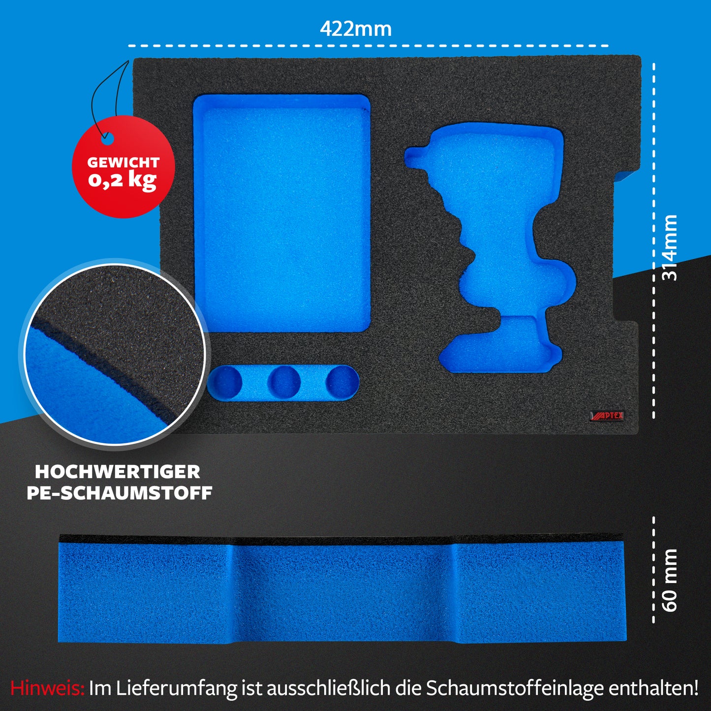 APTEX Bosch GDS 18V-350 Einlage für L-Boxx 136 – Schlagschrauber Schaumeinlage – Made in Germany