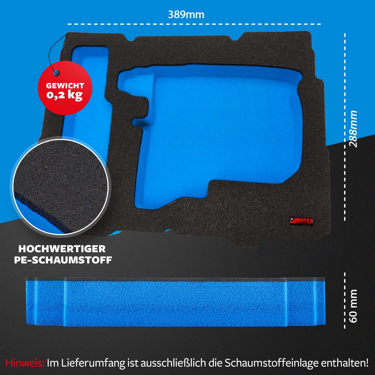 APTEX Bosch GBH 18V-18 Einlage für Tanos Systainer T-Loc 2 – Akku-Bohrhammer Schaumeinlage – Made in Germany