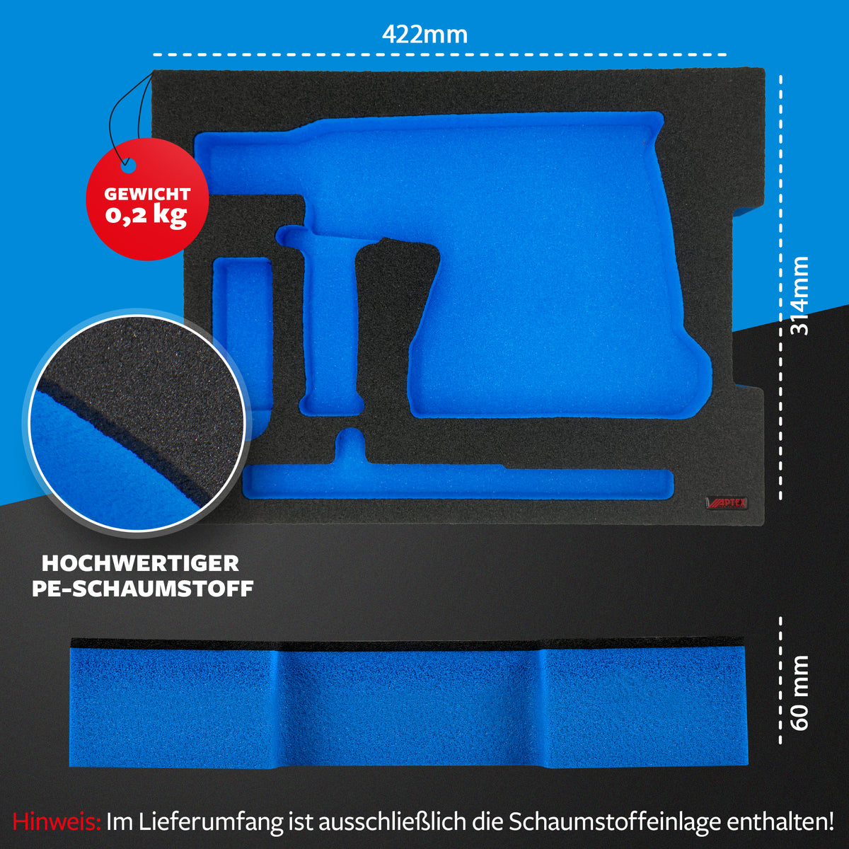 APTEX Makita DHR 243 Einlage für L-Boxx 136 – Akku-Bohrhammer Schaumeinlage – Made in Germany