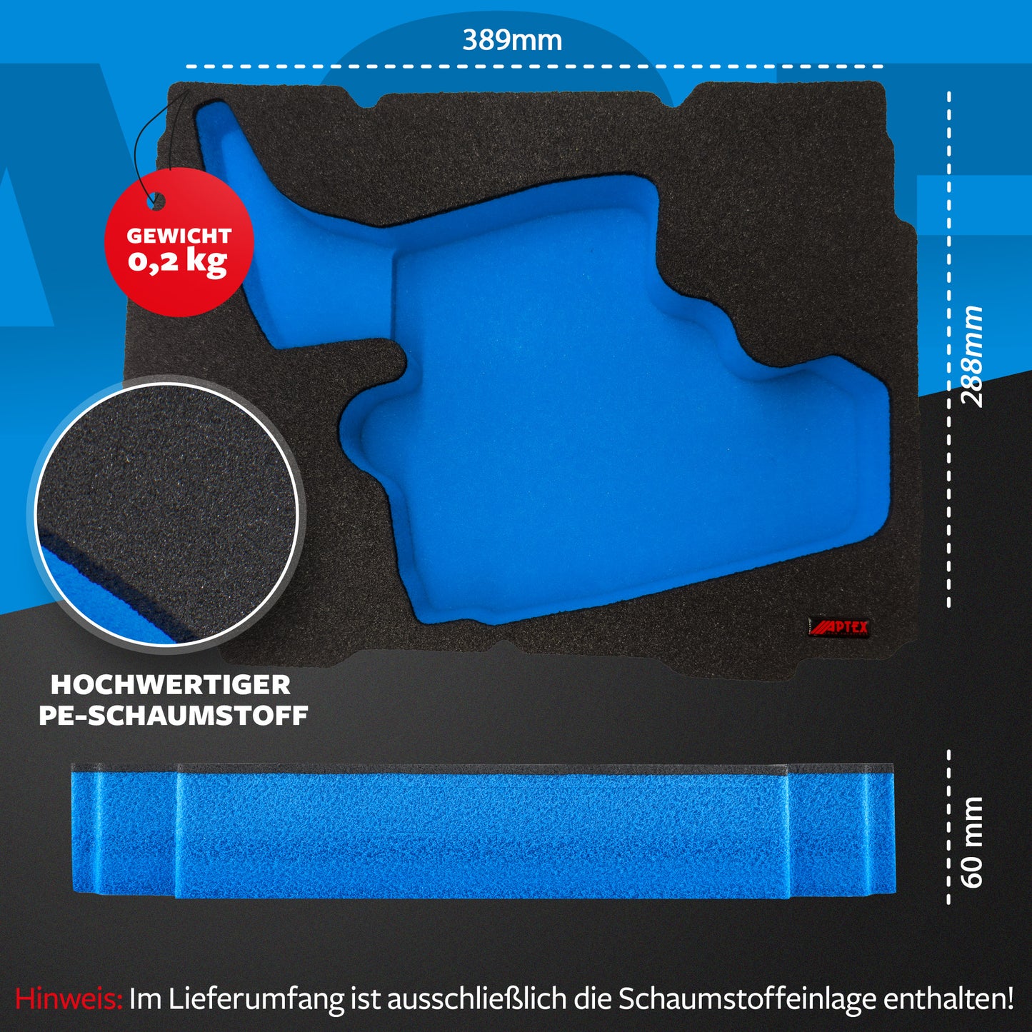 APTEX Makita DX 07 Einlage für Tanos Systainer T-Loc 2 – Staubabsaugung Schaumeinlage – Made in Germany