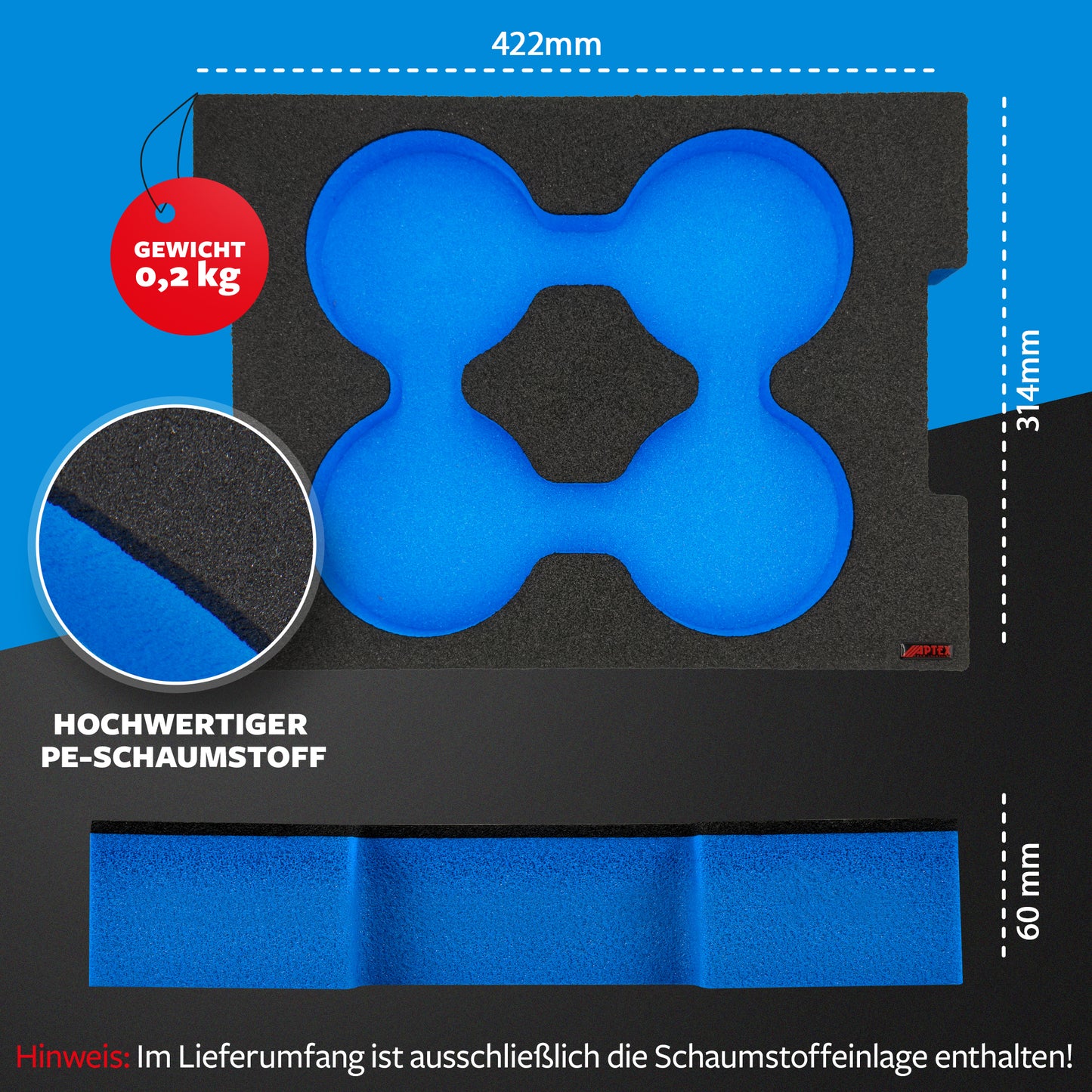 APTEX Einlage Trennscheiben für L-Boxx – Schleifscheiben Schaumeinlage – Made in Germany
