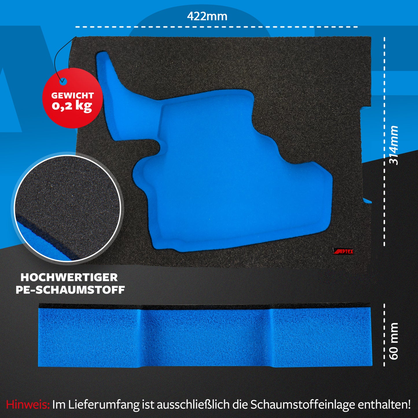 APTEX Makita DX 07 Einlage für Bosch L-Boxx 136 – Staubabsaugung Schaumeinlage – Made in Germany