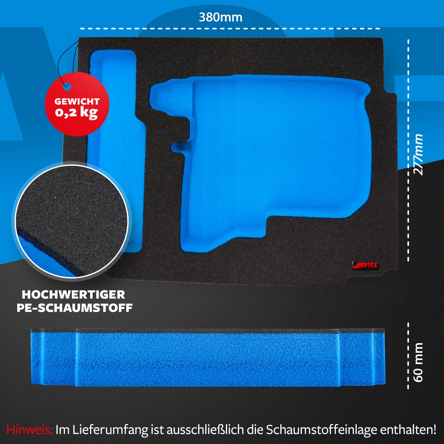 APTEX Bosch GBH 18V-18 Einlage für Makita MakPac Gr. 2 – Akku-Bohrhammer Schaumeinlage – Made in Germany