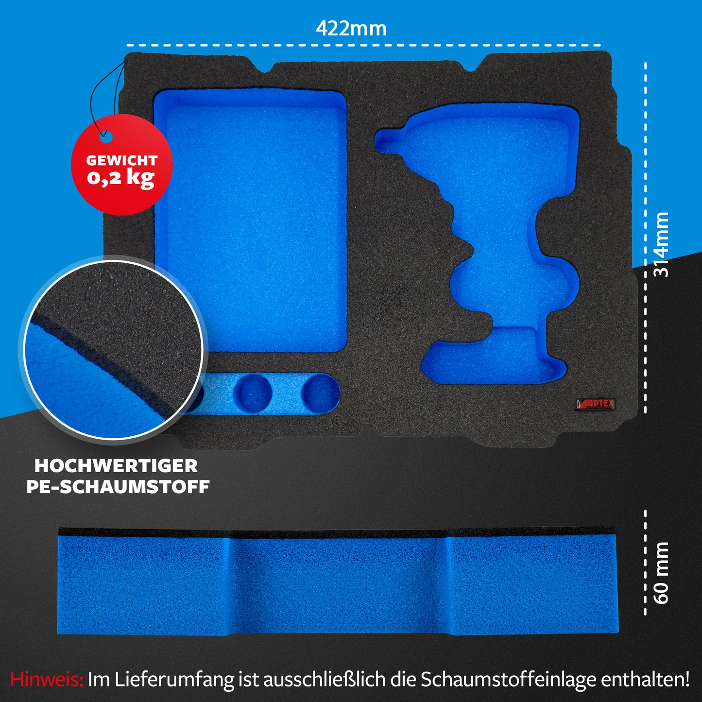 APTEX Bosch GDS 18V-330 HC Einlage für Tanos Systainer T-Loc 2 – Schlagschrauber Schaumeinlage – Made in Germany