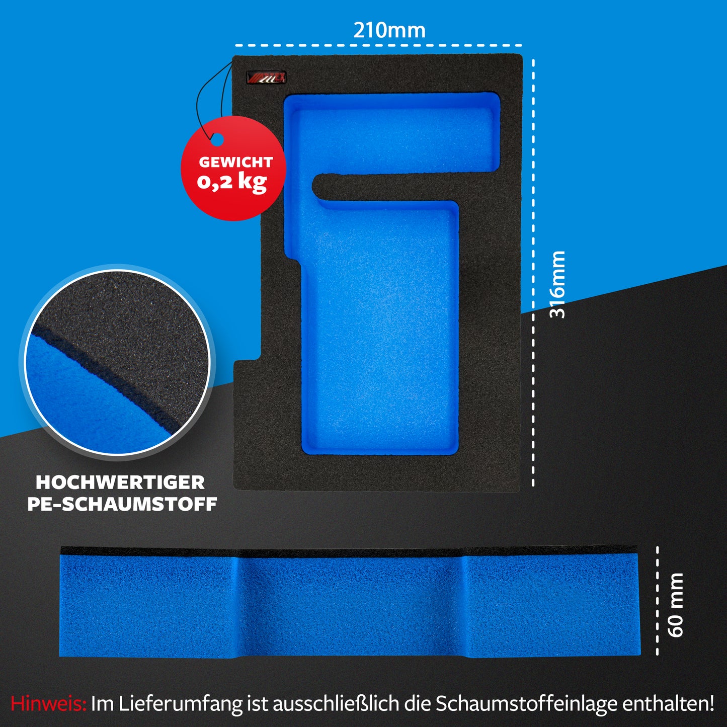 APTEX Bosch GAL 18V-40 Einlage für Bosch L-Boxx – Ladegerät Schaumeinlage – Made in Germany