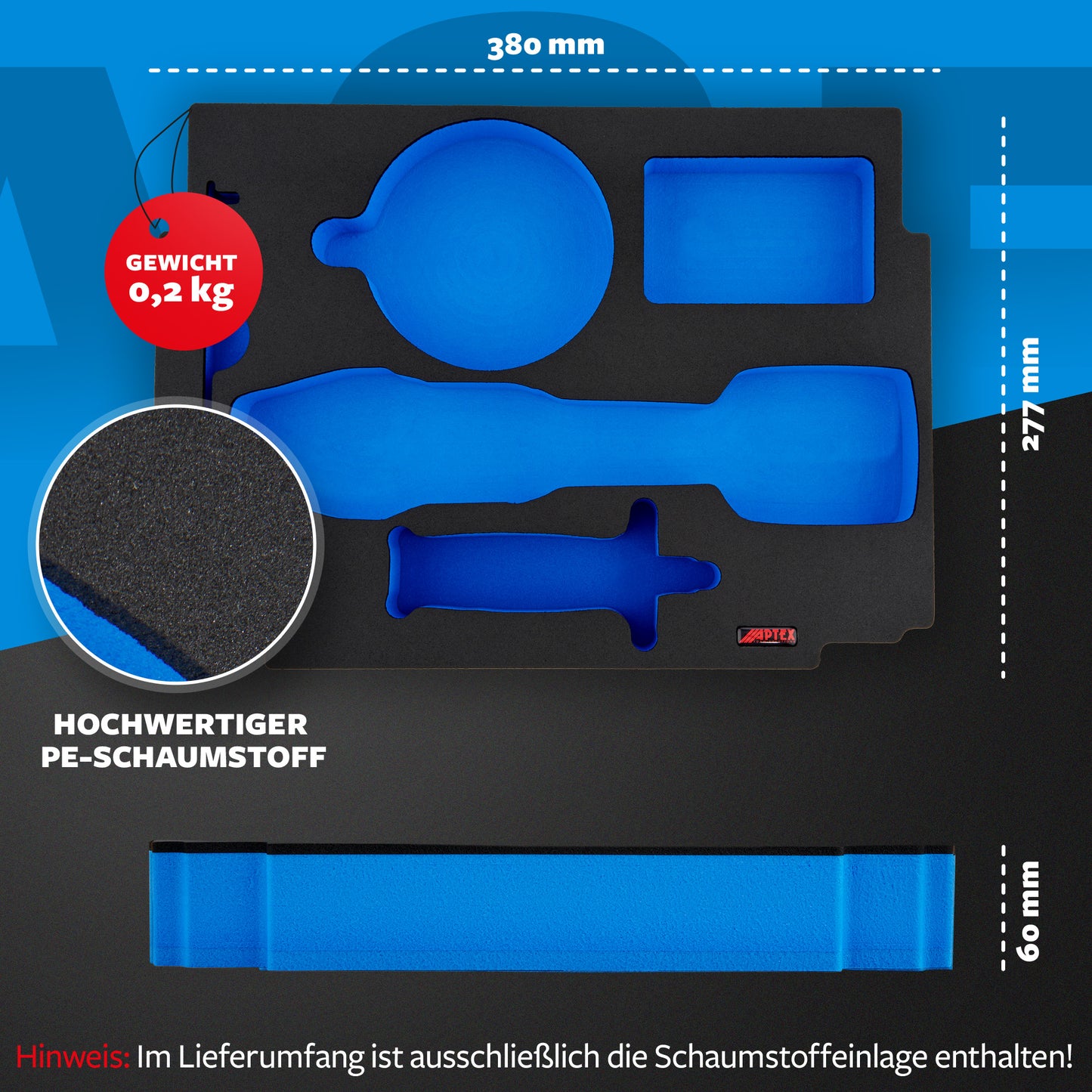 APTEX Makita DGA 517 Einlage für MakPac Gr. 2-3 – Akku-Winkelschleifer Schaumeinlage – Made in Germany