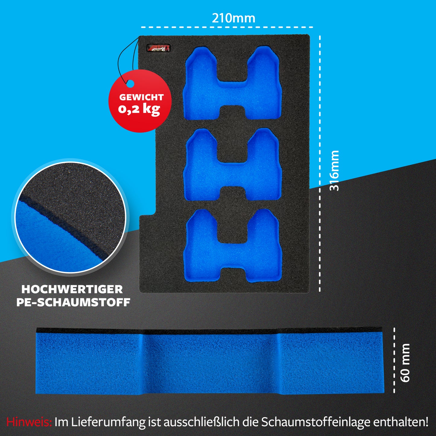 APTEX Bosch Akkus 12V 2Ah-3Ah Einlage für Bosch L-Boxx – Schaumeinlage – Made in Germany
