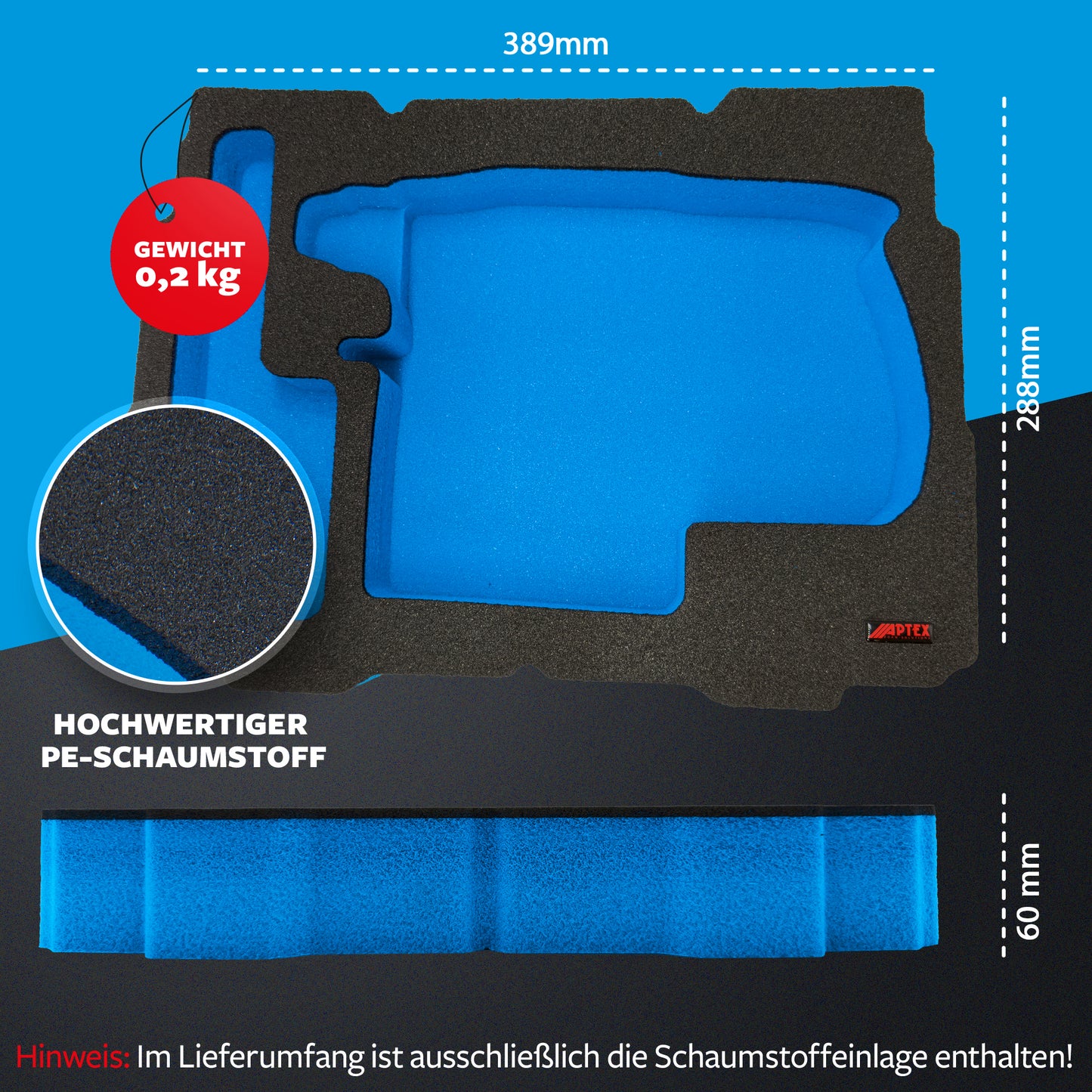 APTEX Bosch GBH 18V-22 Einlage für Tanos Systainer T-Loc 2 – Akku-Bohrhammer Schaumeinlage – Made in Germany