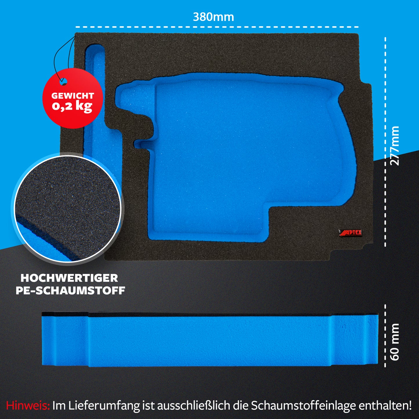 APTEX Bosch GBH 18V-22 Einlage für Makita MakPac Gr. 2 – Akku-Bohrhammer Schaumeinlage – Made in Germany