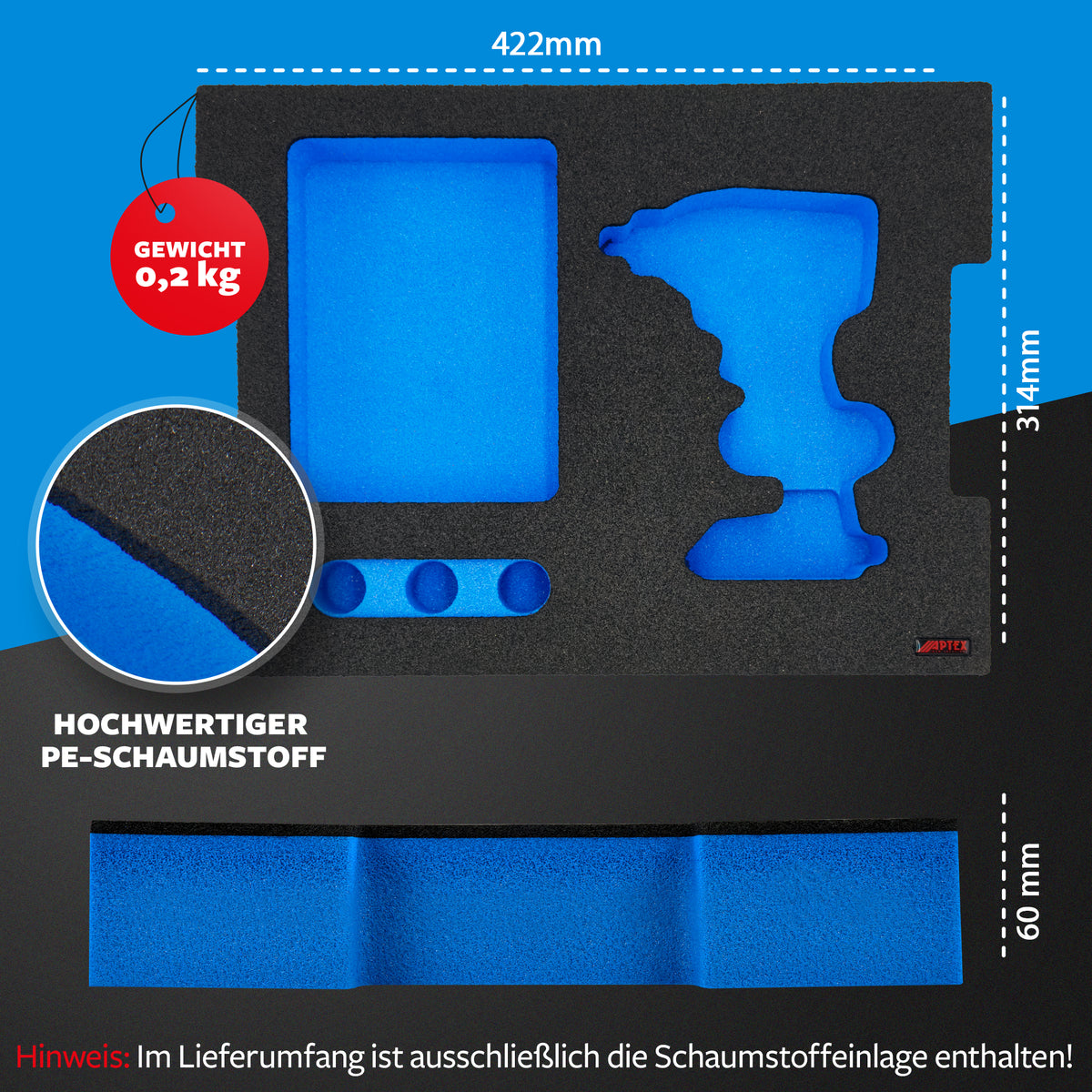 APTEX Bosch GDX 18V-285 Einlage für L-Boxx 136 – Schlagschrauber Schaumeinlage – Made in Germany