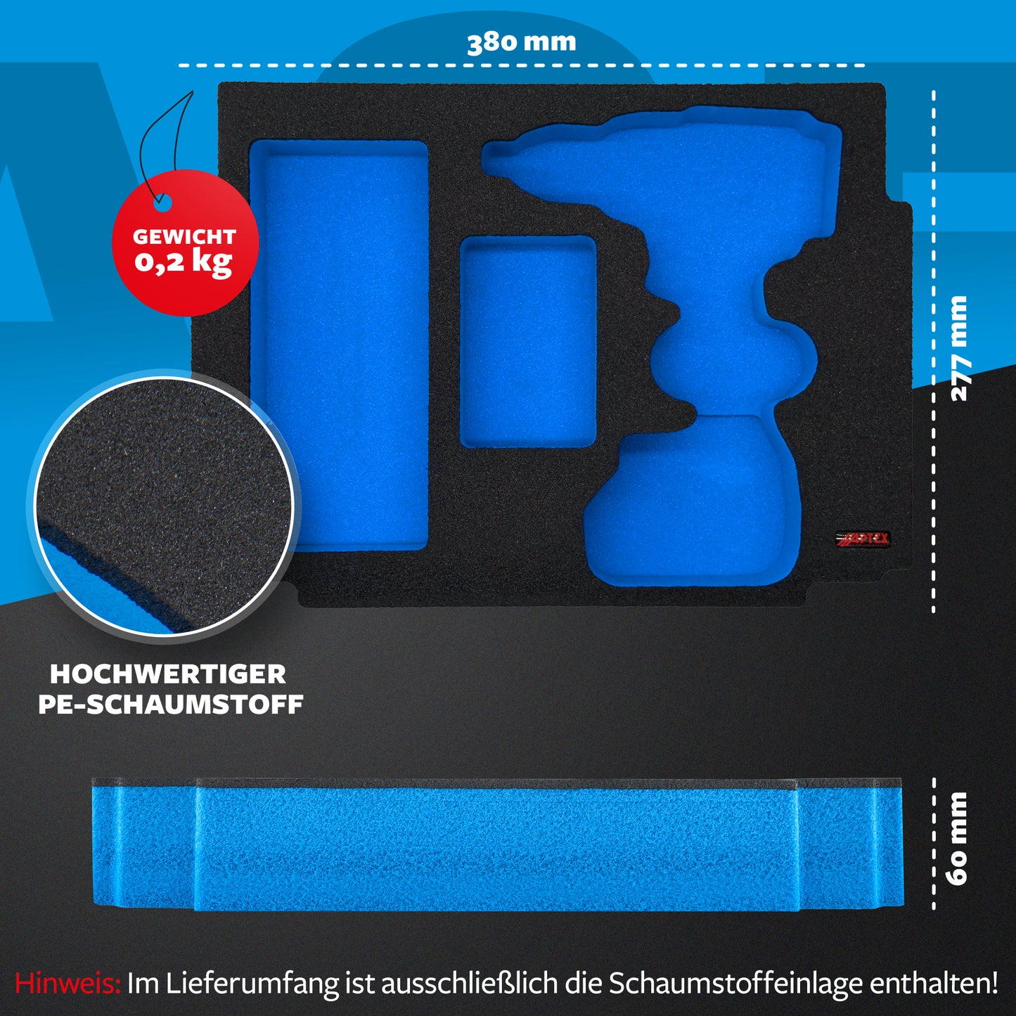 Schaumeinlage für den Makita Akku-Bohrschrauber DDF 489 für MakPac Gr. 1-2