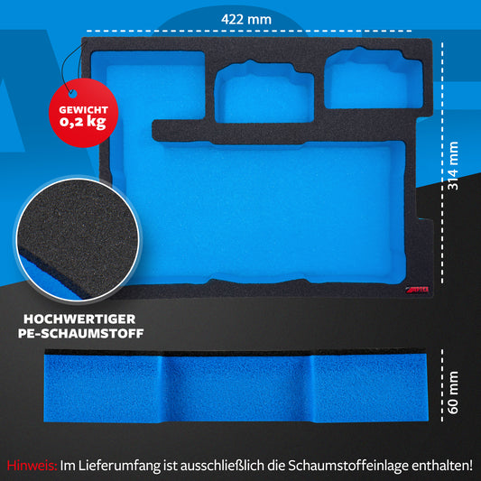 APTEX Bosch 18V2-320 + Expert Akkus 18V Einlage für L-Boxx 136 – Akkus + Doppelladegerät Schaumeinlage – Made in Germany